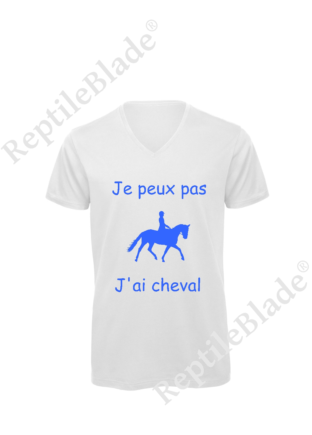 Miniature T-shirt homme col v "Je peux pas j'ai cheval"