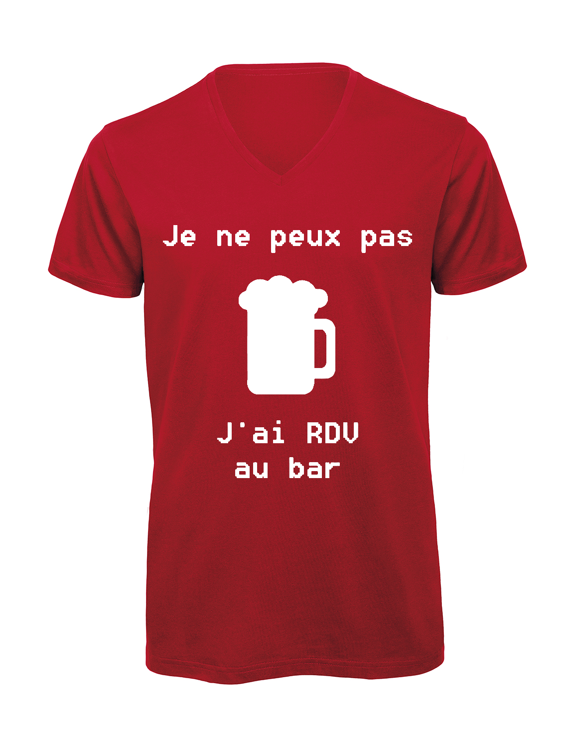 Miniature T-shirt homme col v "Je peux pas j'ai encore rdv au bar"