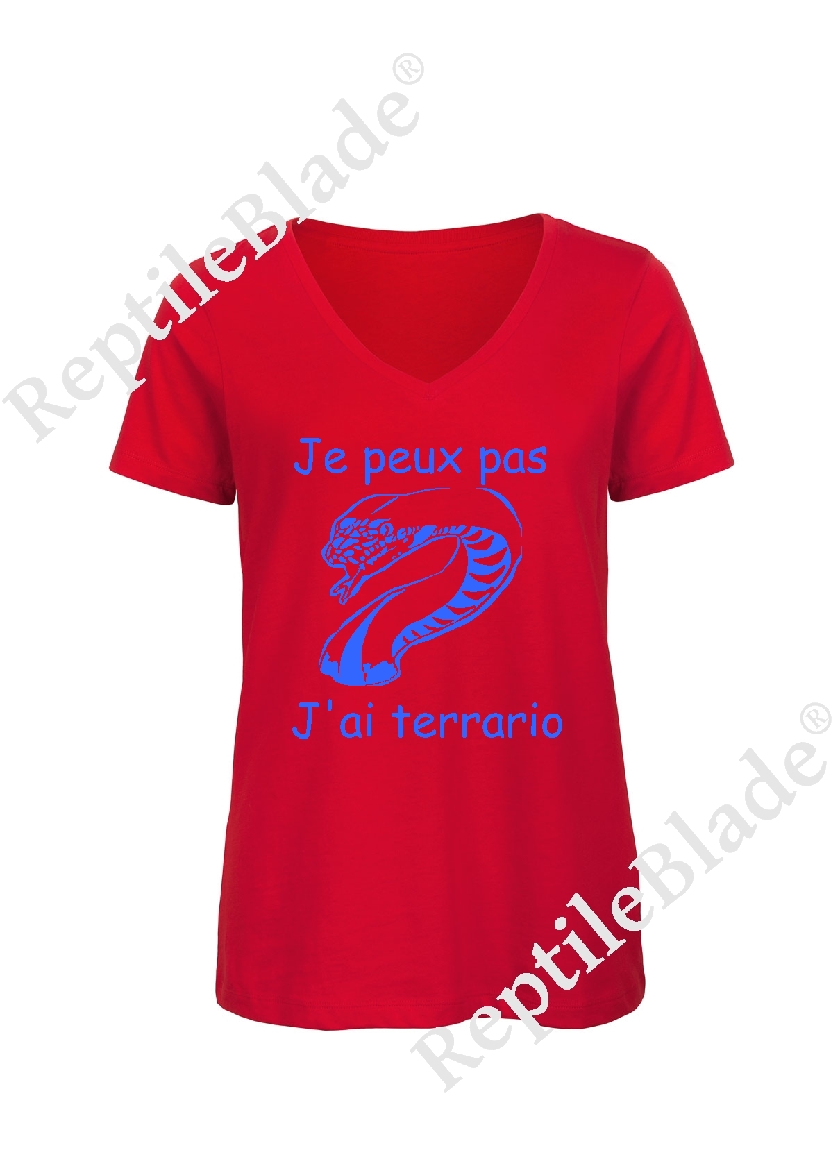 Miniature T-shirt femme col v "Je peux pas j'ai terrario"