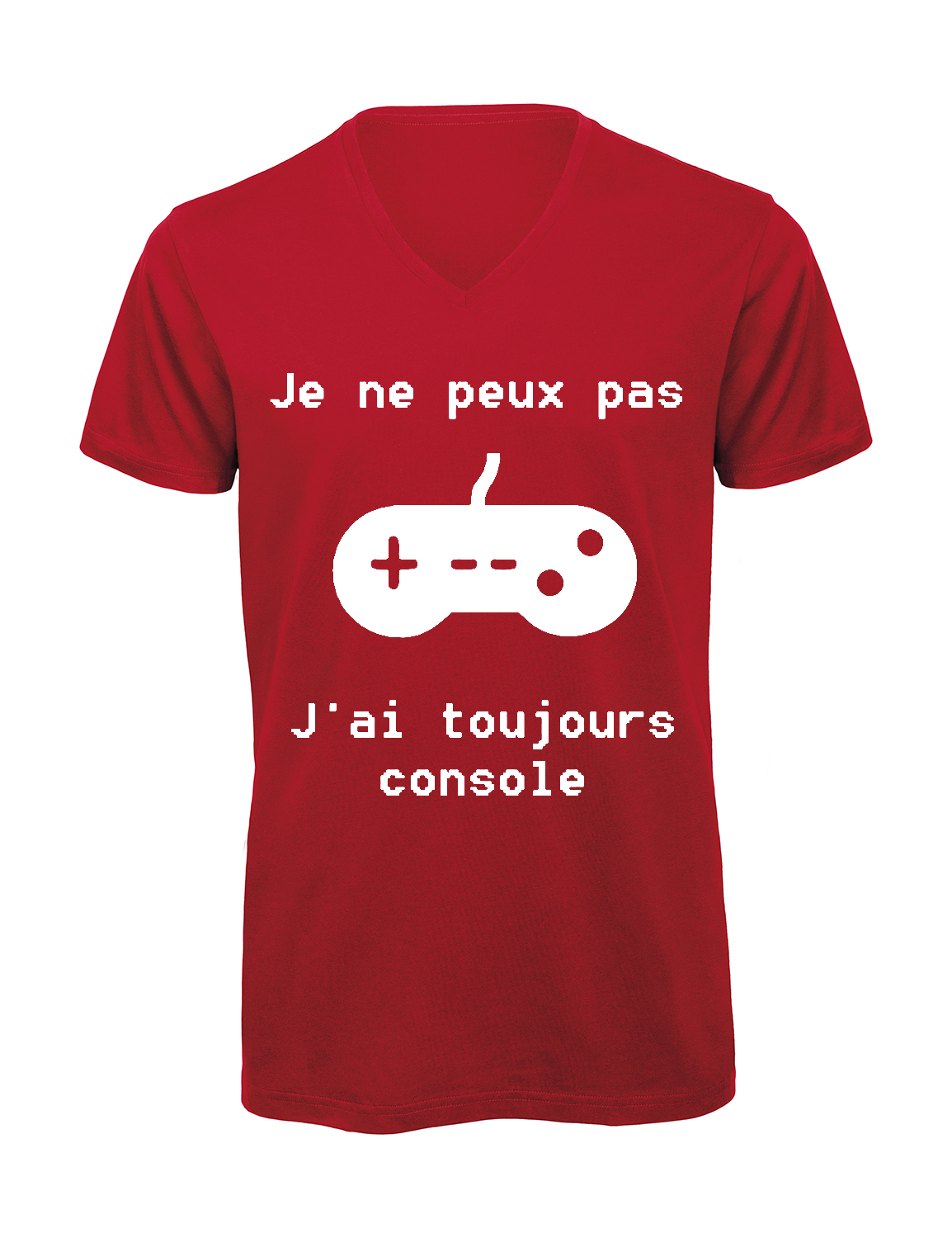 T-shirt homme col v "Je peux pas j'ai toujours console"