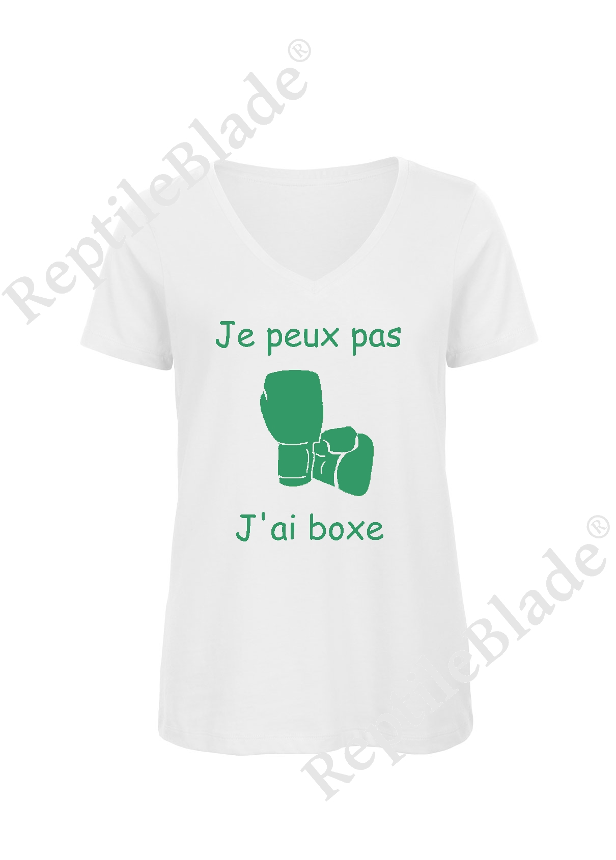 T-shirt femme col v "Je peux pas j'ai boxe"