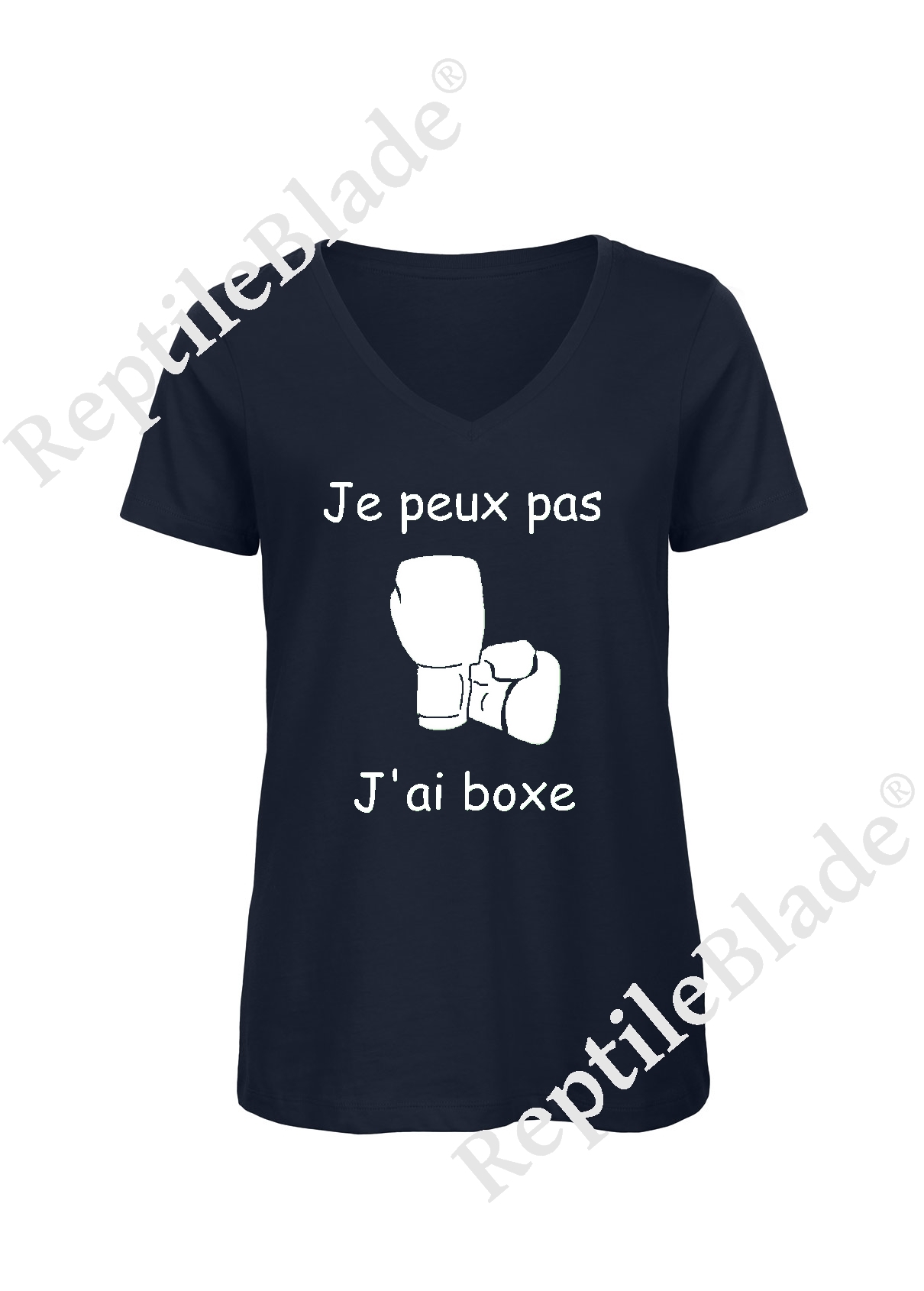T-shirt femme col v "Je peux pas j'ai boxe"