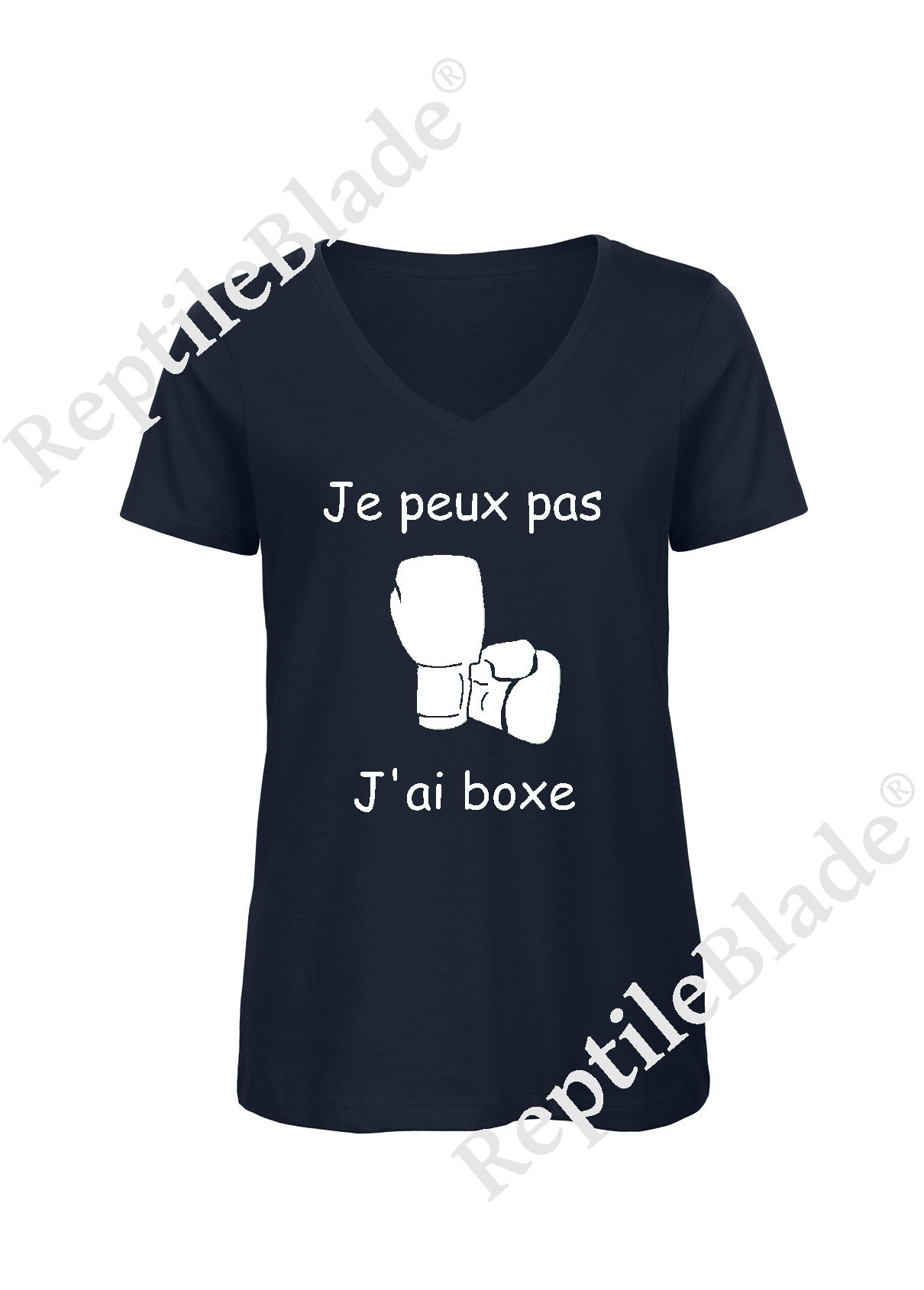 T-shirt femme col v "Je peux pas j'ai boxe"