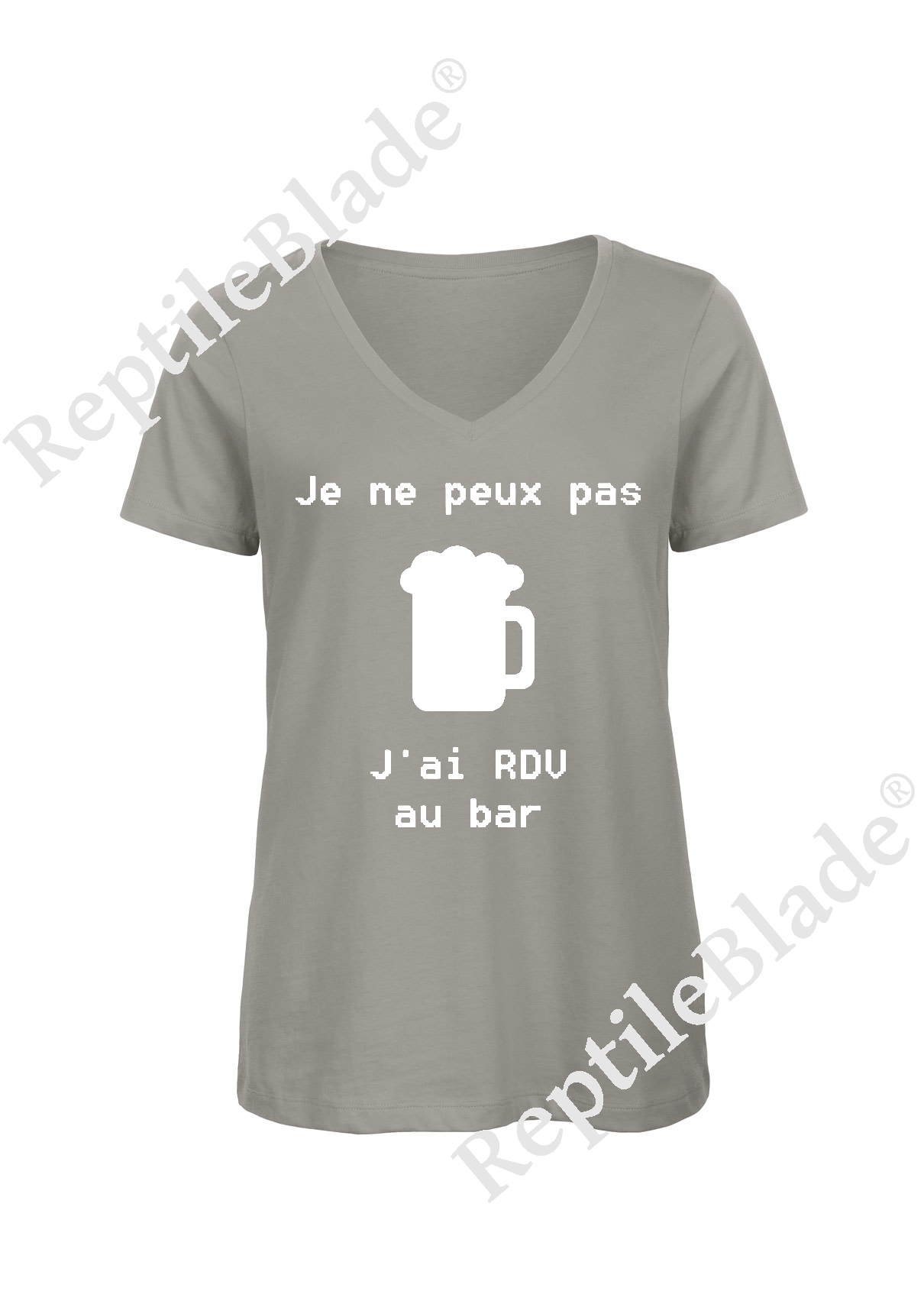 T-shirt femme col v "Je peux pas j'ai encore rdv au bar"
