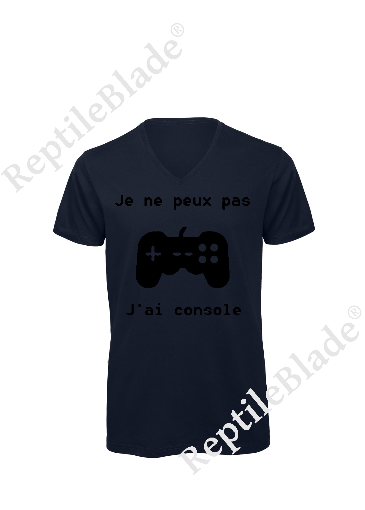 T-shirt homme col v "Je peux pas j'ai console"