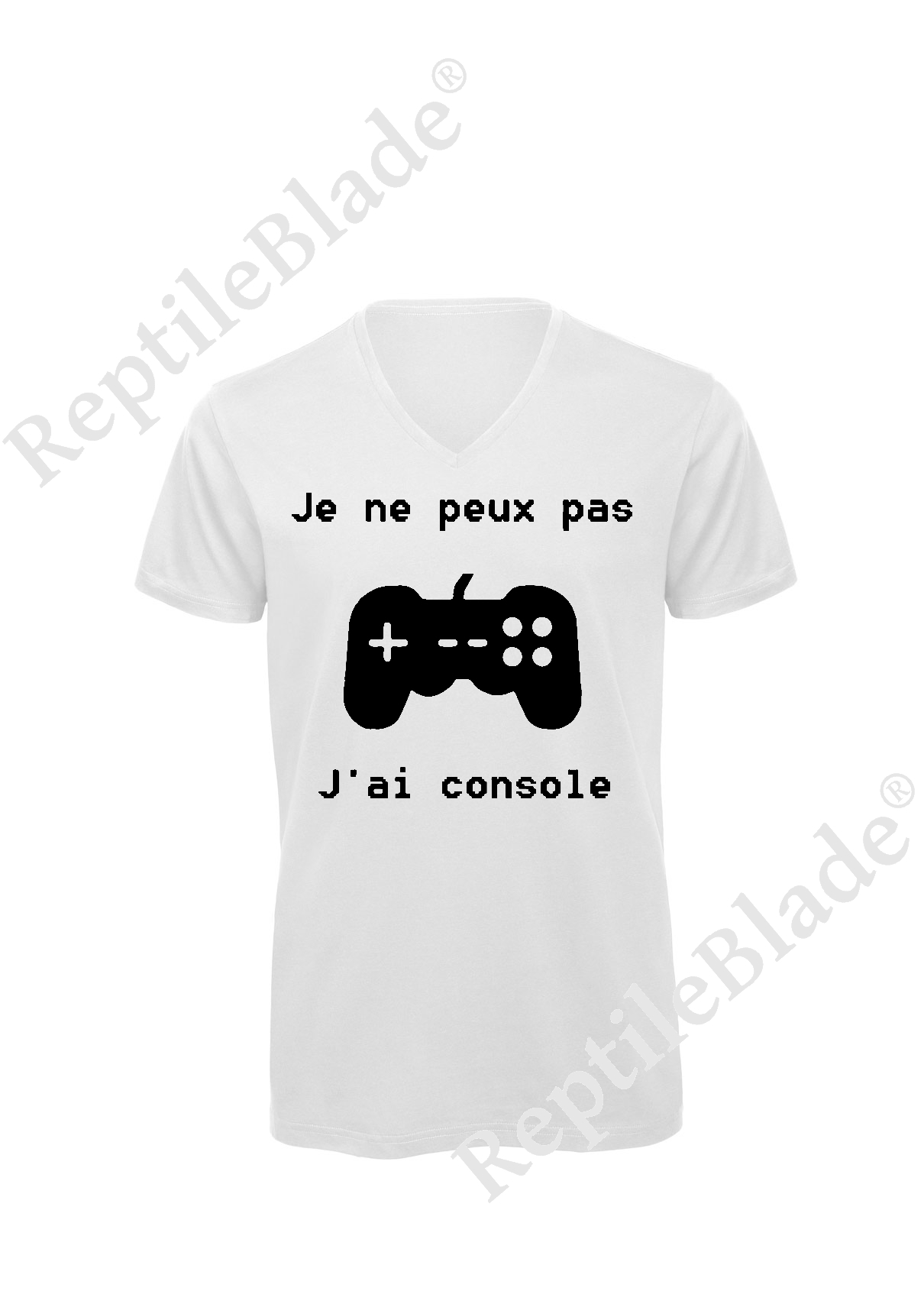 Miniature T-shirt homme col v "Je peux pas j'ai console"
