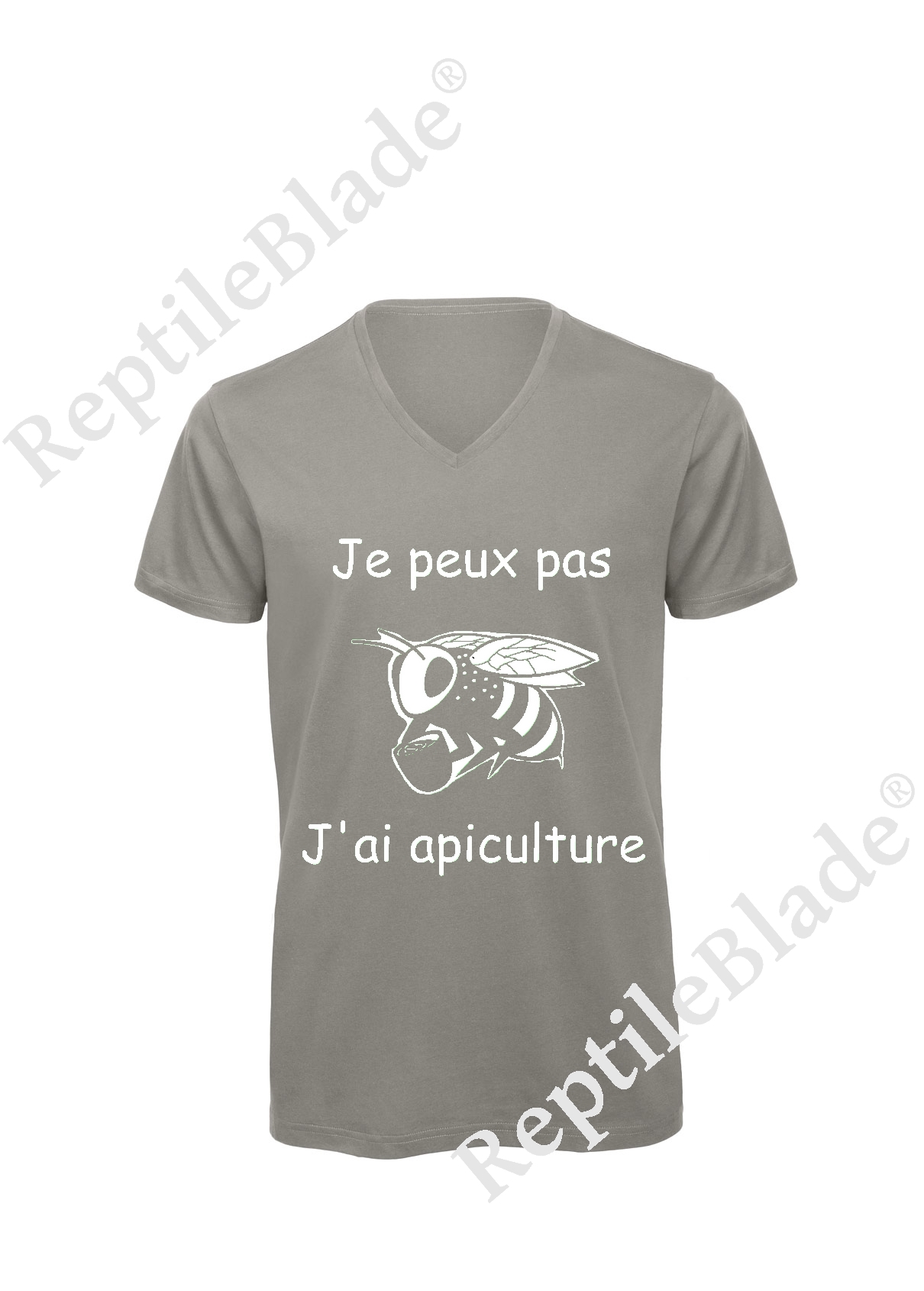 Miniature T-shirt homme col v "Je peux pas j'ai apiculture"