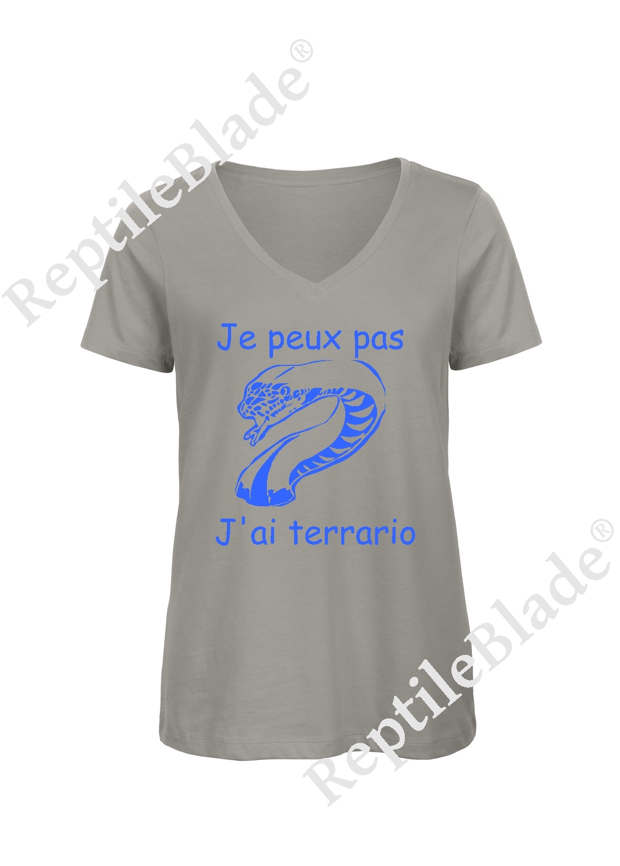 Miniature T-shirt femme col v "Je peux pas j'ai terrario"