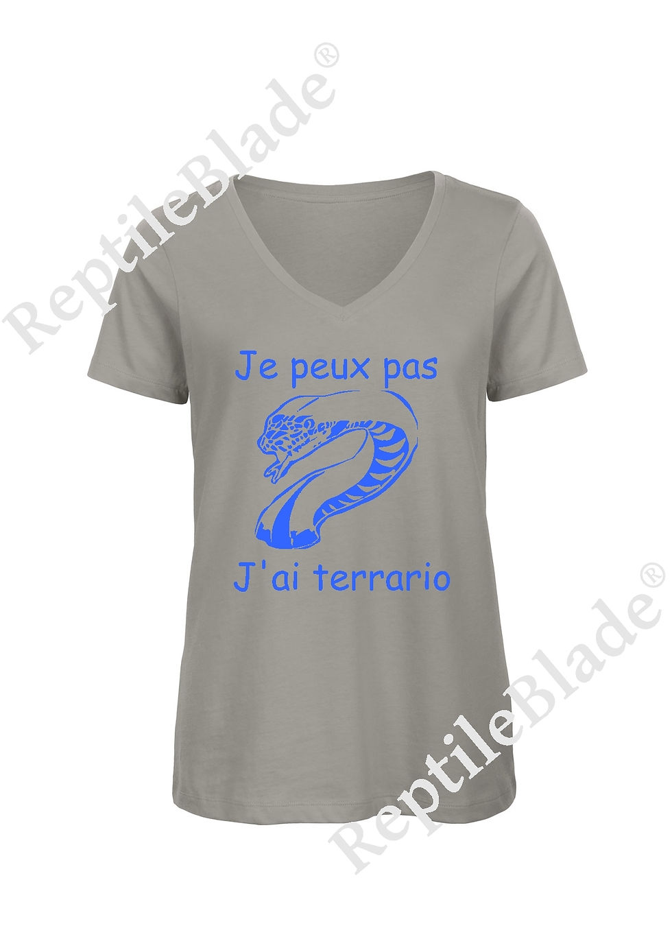 Thumbnail: T-shirt femme col v "Je peux pas j'ai terrario"