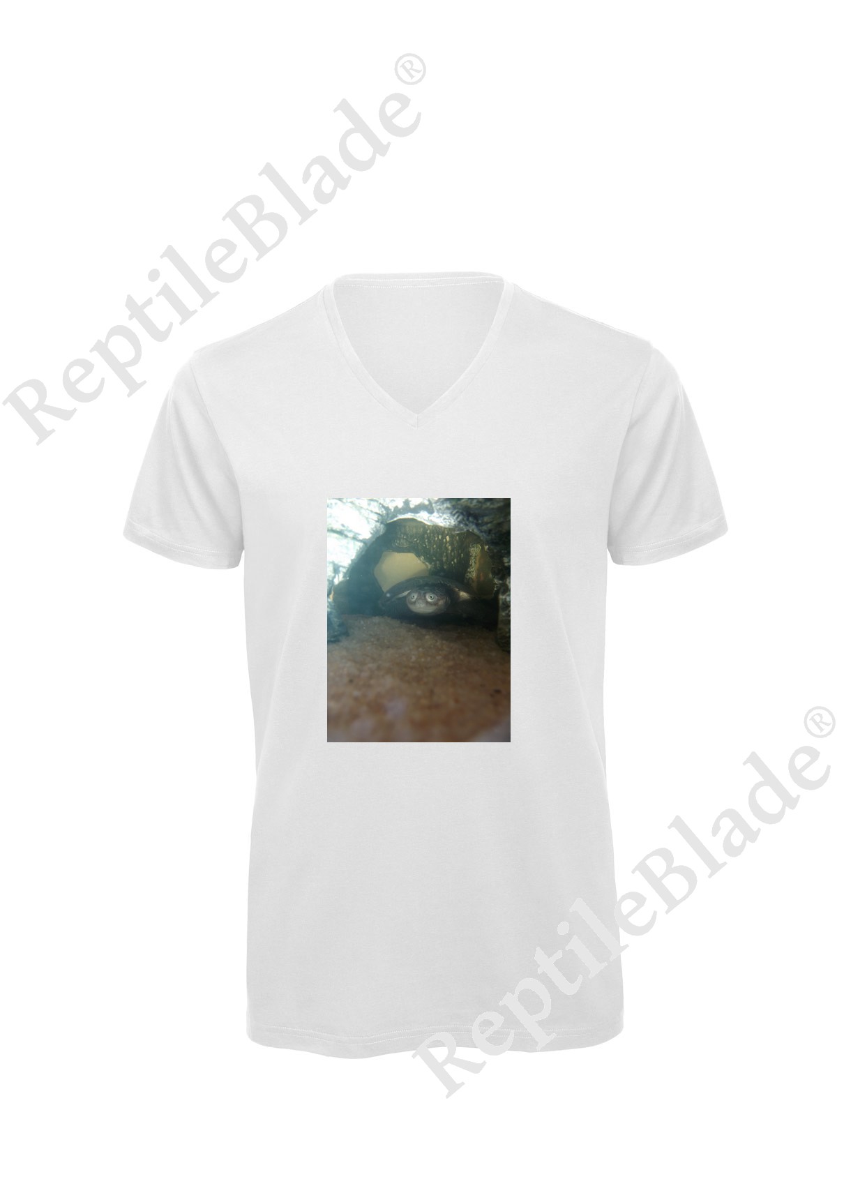 Miniature T-shirt homme col v "Lilo tortues"