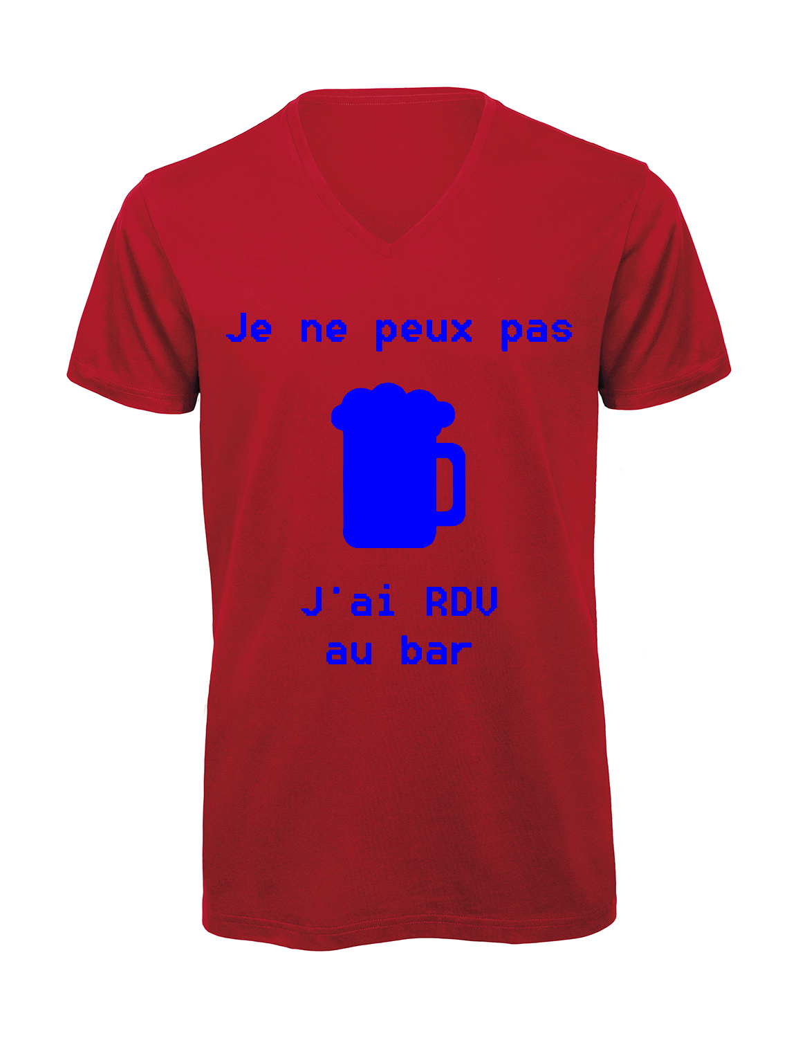 Miniature T-shirt homme col v "Je peux pas j'ai encore rdv au bar"