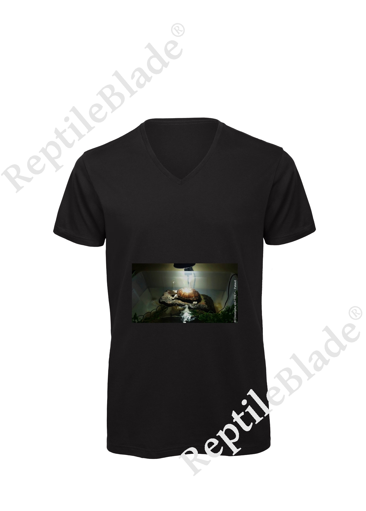 Miniature T-shirt homme col v "Lilo tortues"
