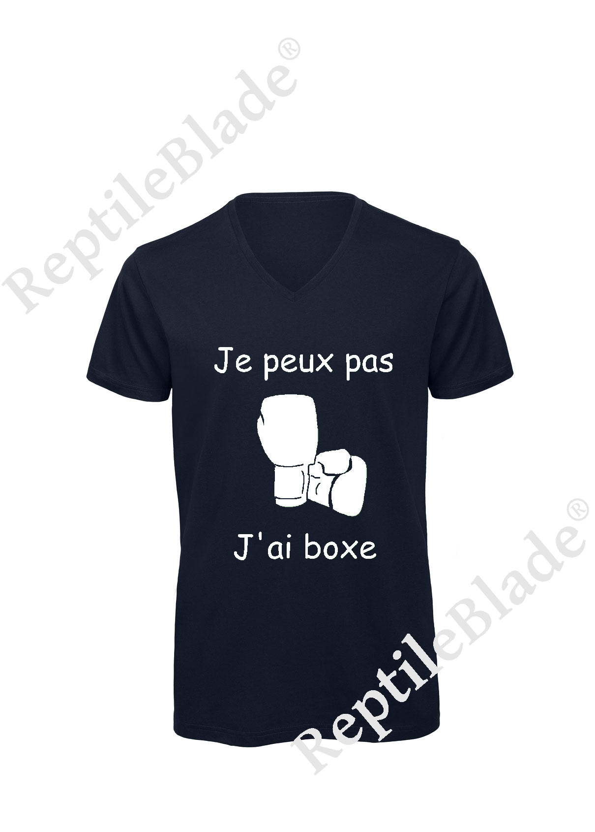 Miniature T-shirt homme col v "Je peux pas j'ai boxe"