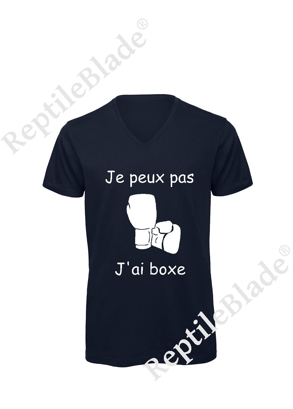 תמונה ממוזערת: T-shirt homme col v "Je peux pas j'ai boxe"
