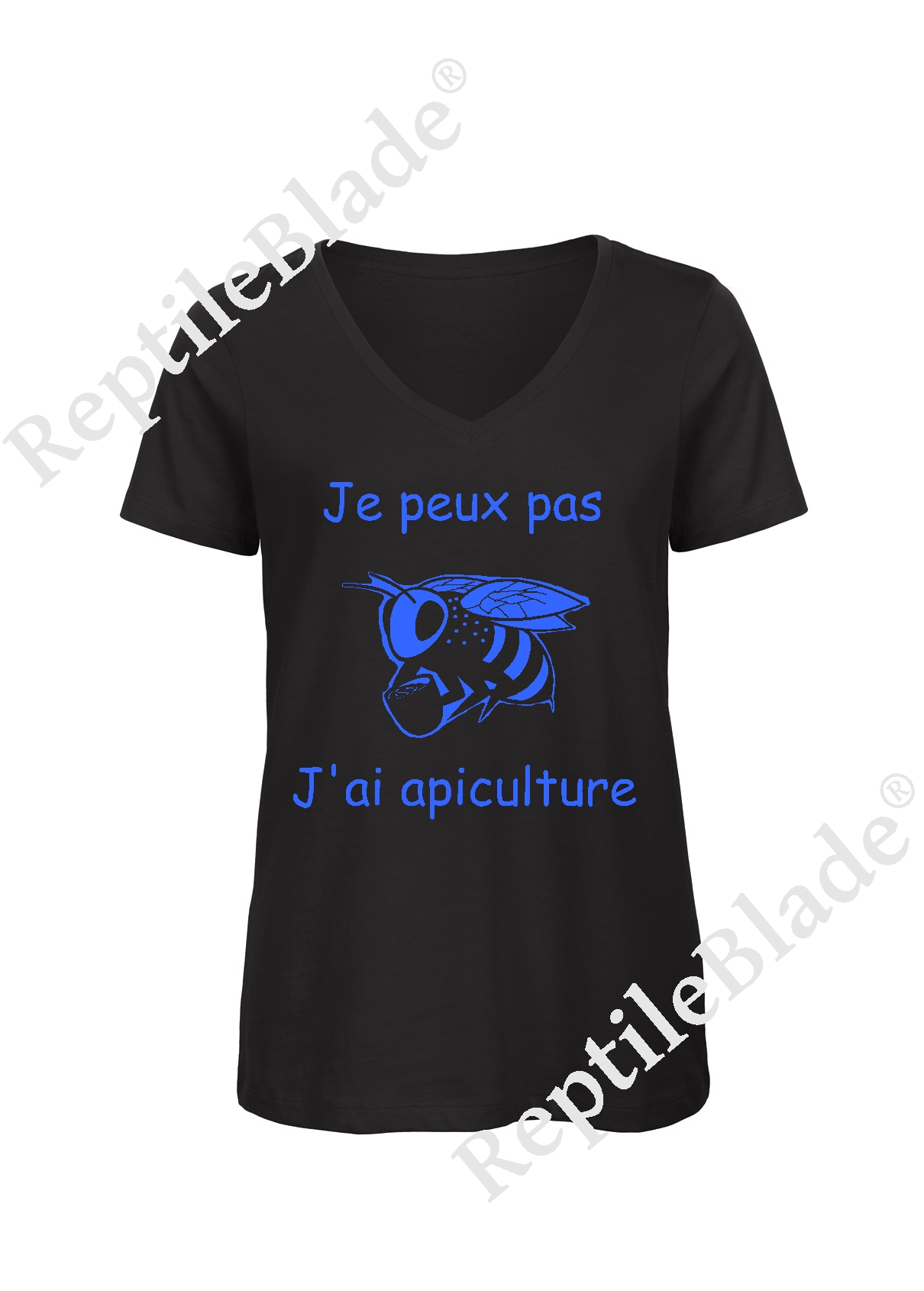 Miniature T-shirt femme col v "Je peux pas j'ai apiculture"