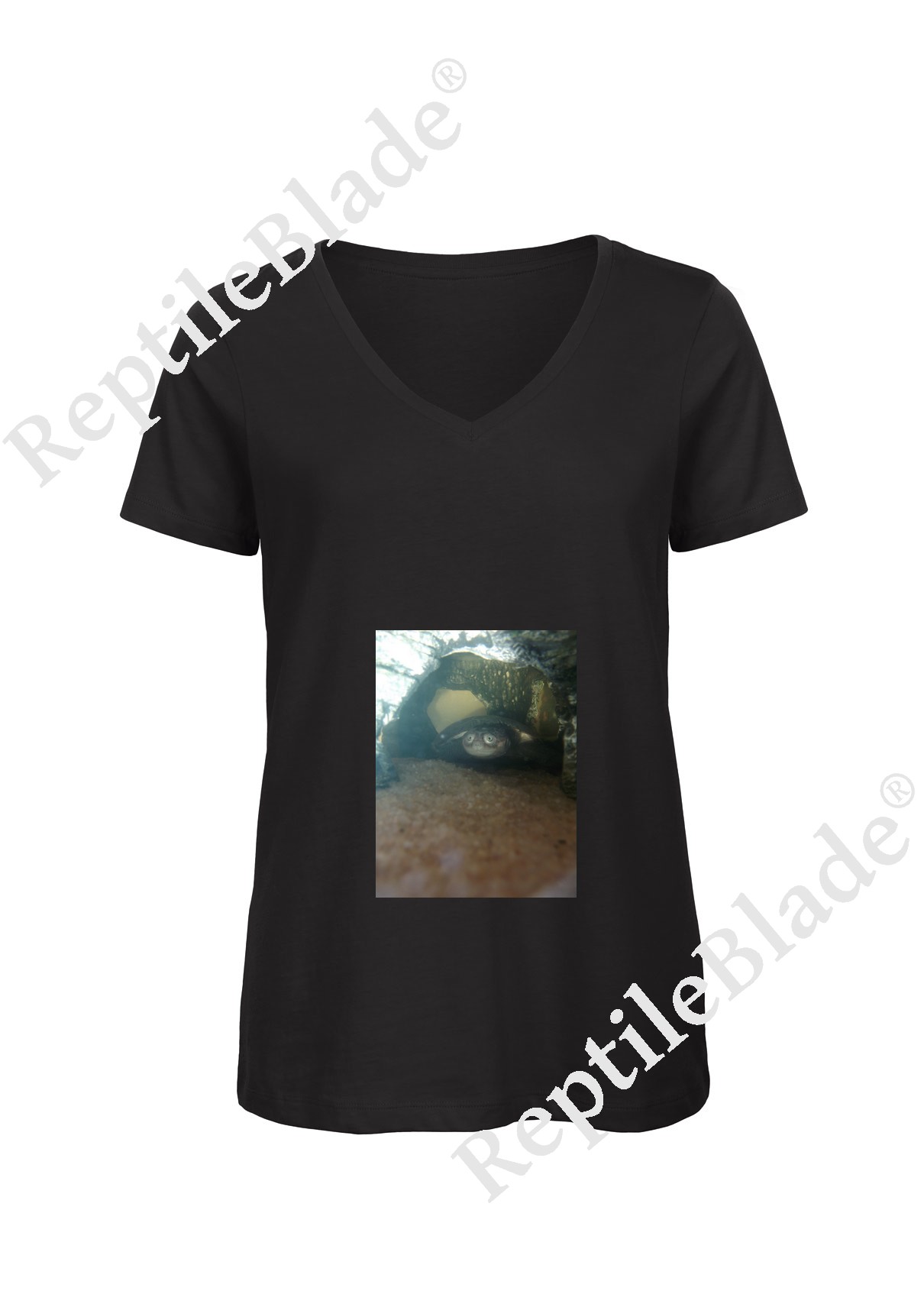 Miniature T-shirt femme col v "Lilo tortues"
