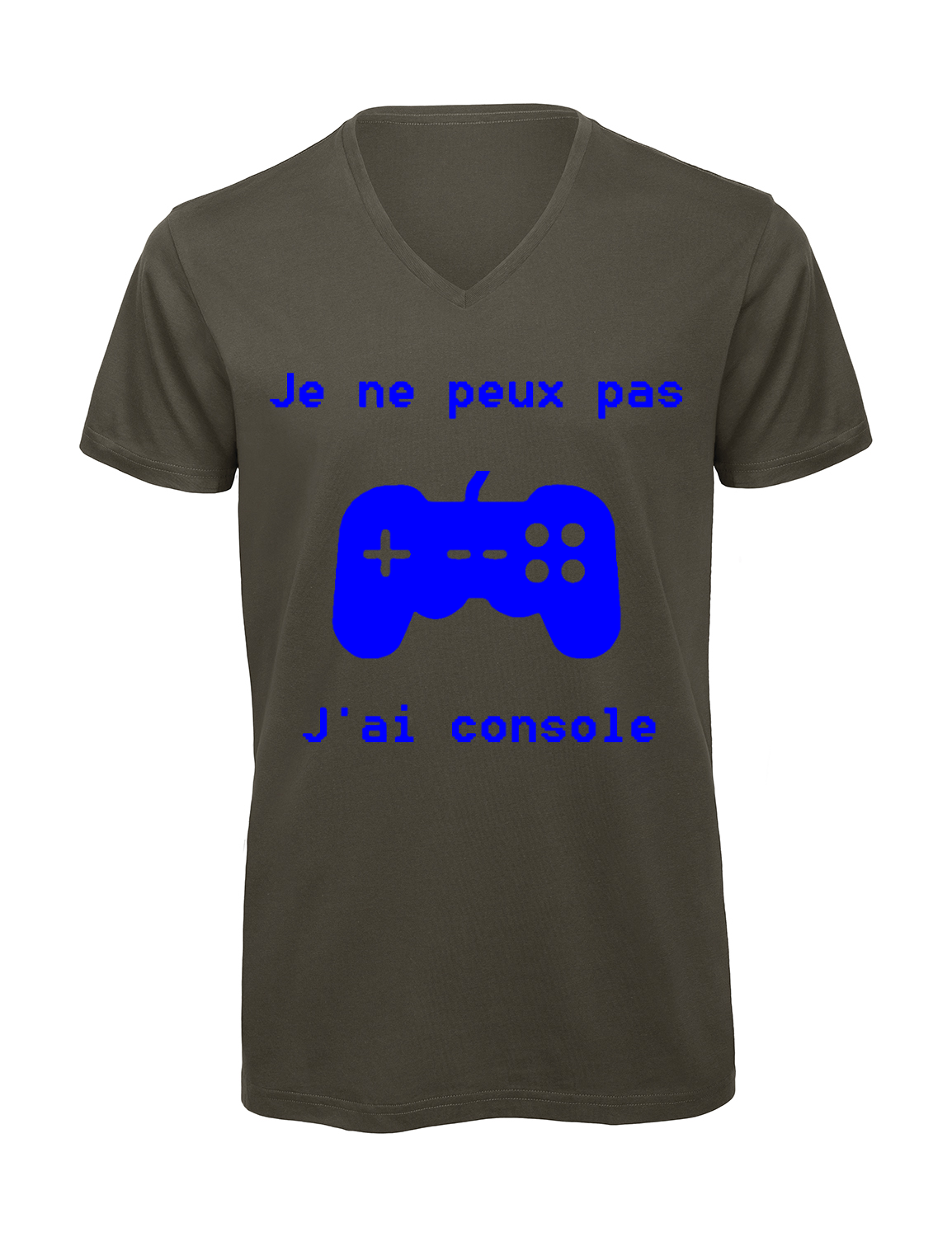 Miniature T-shirt homme col v "Je peux pas j'ai console"