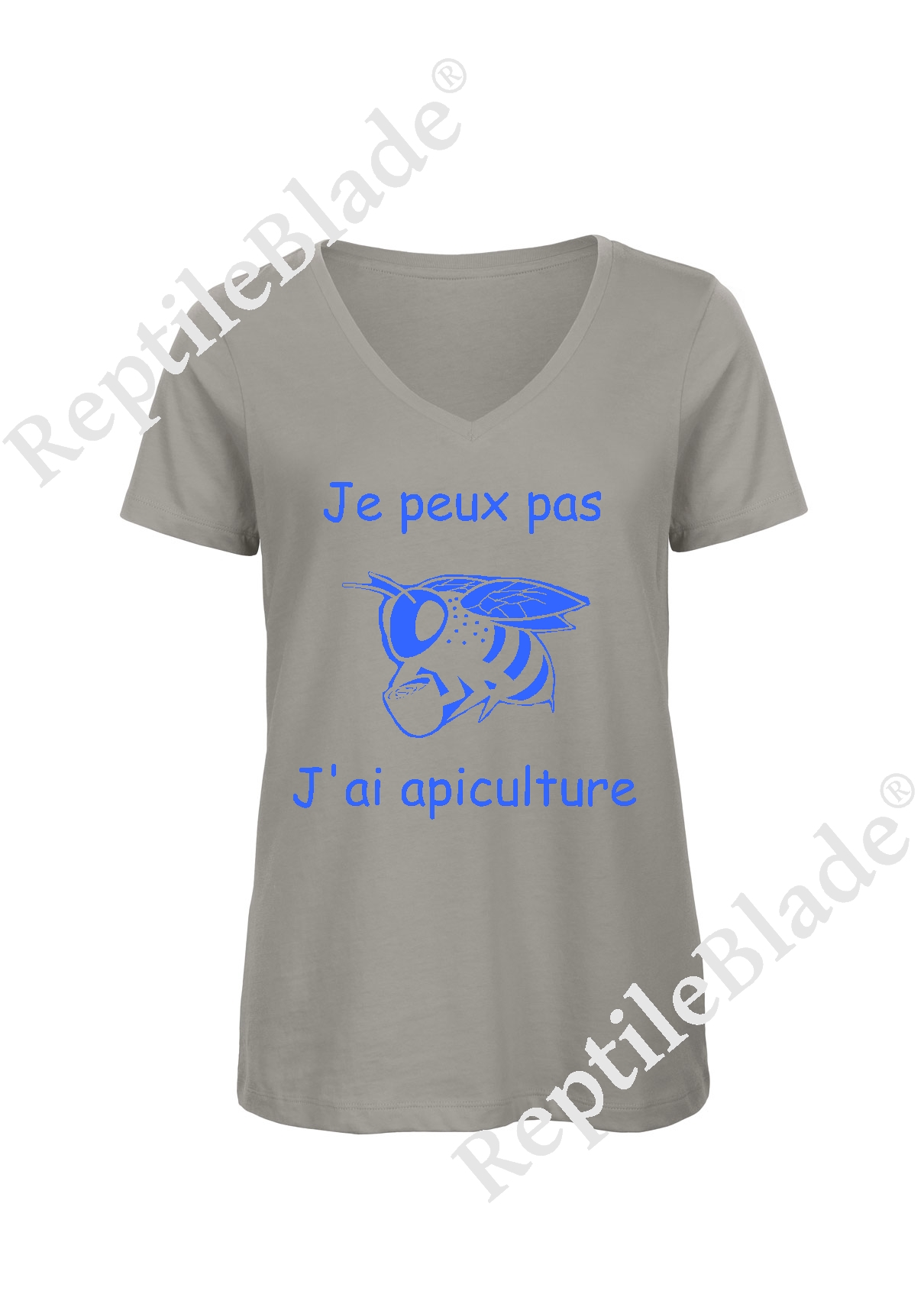 Miniature T-shirt femme col v "Je peux pas j'ai apiculture"