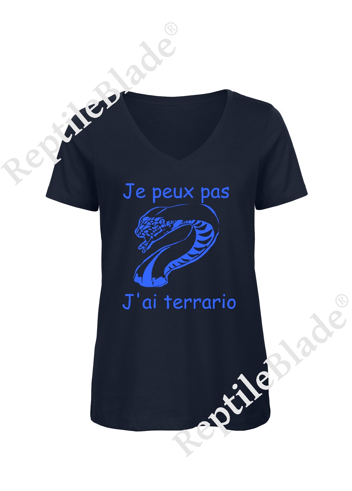 Miniature T-shirt femme col v "Je peux pas j'ai terrario"