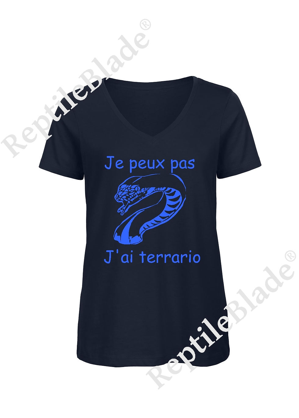 الصورة المصغرة: T-shirt femme col v "Je peux pas j'ai terrario"