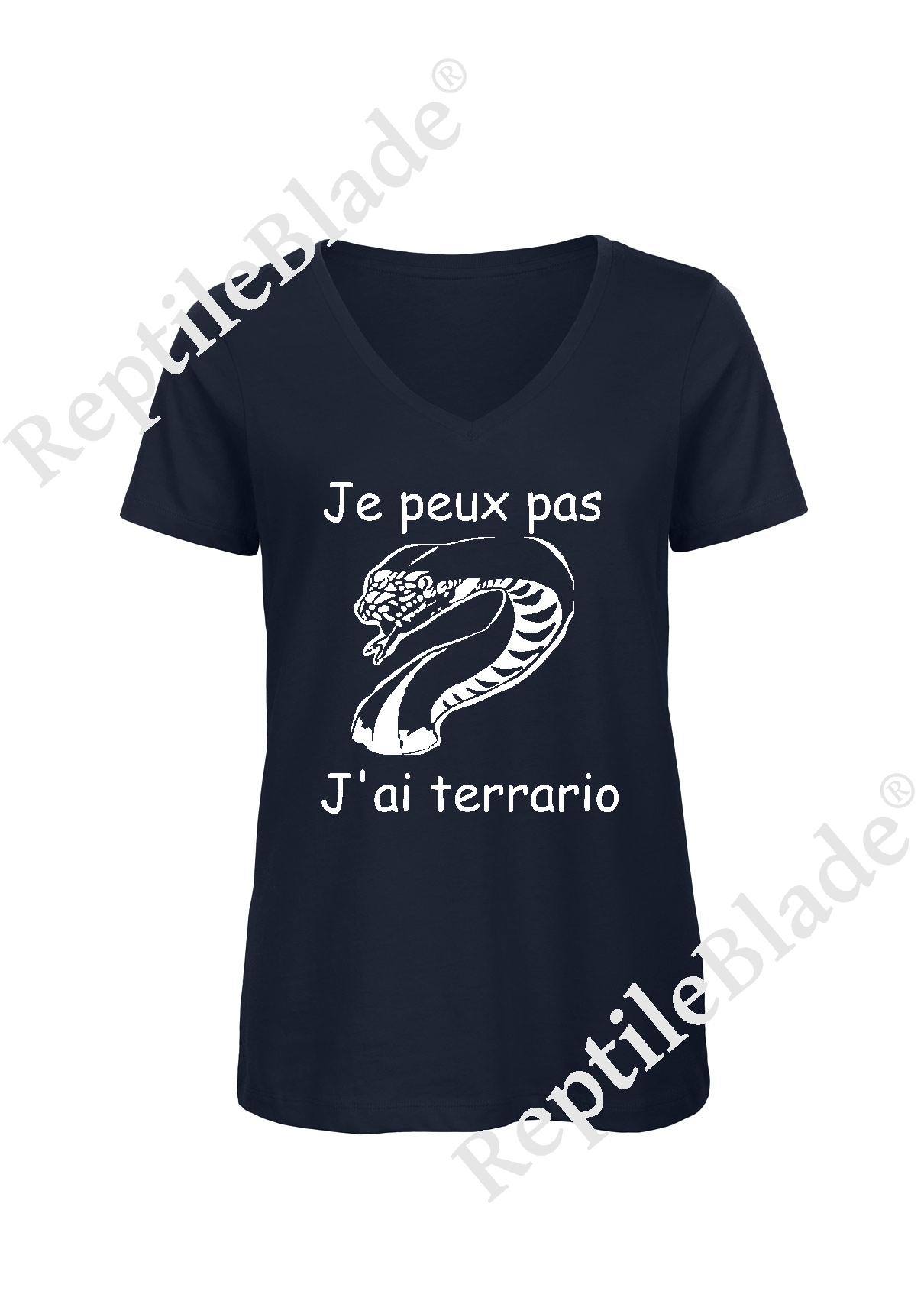 Miniature T-shirt femme col v "Je peux pas j'ai terrario"