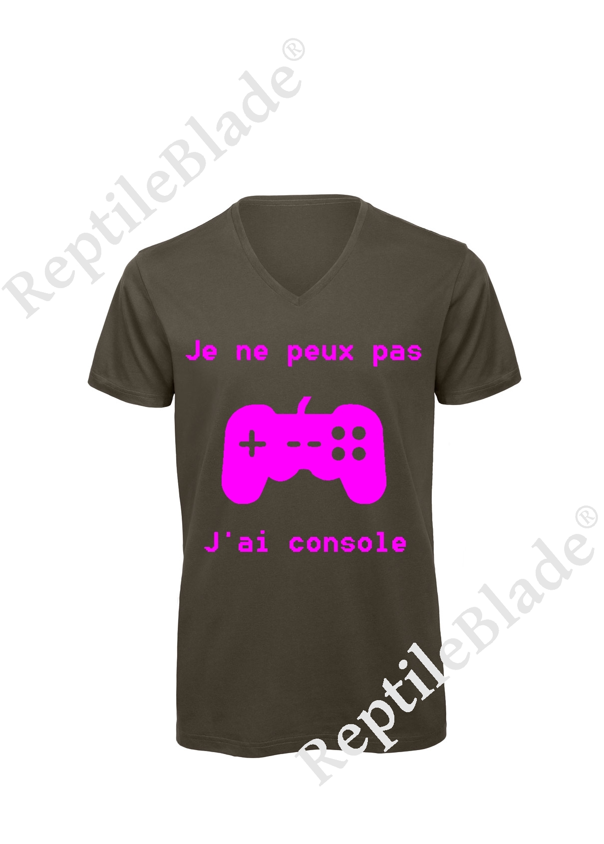 Miniature T-shirt homme col v "Je peux pas j'ai console"