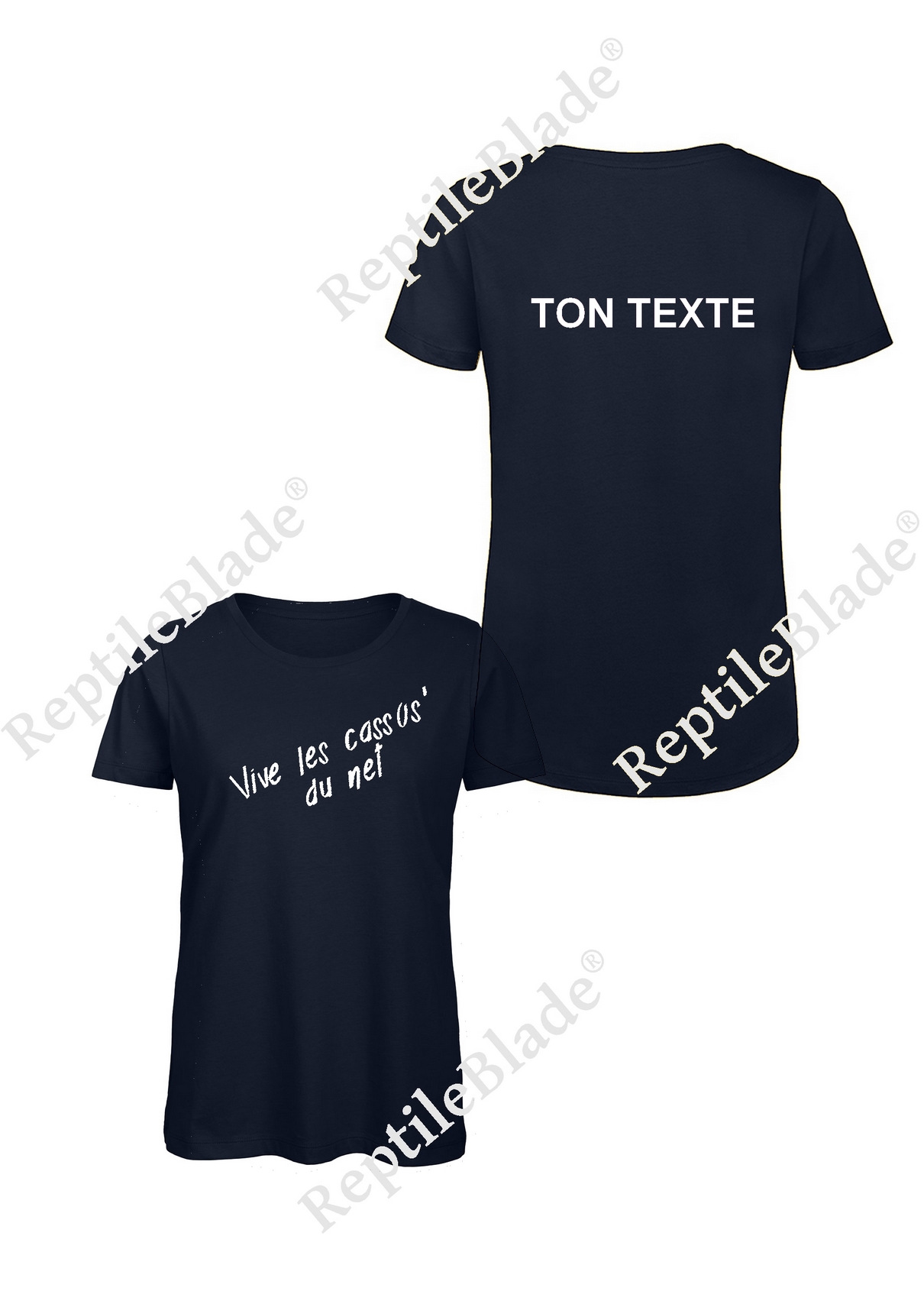 Miniature T-shirt femme "Vive les cassos' du net" (avec ton texte au dos)