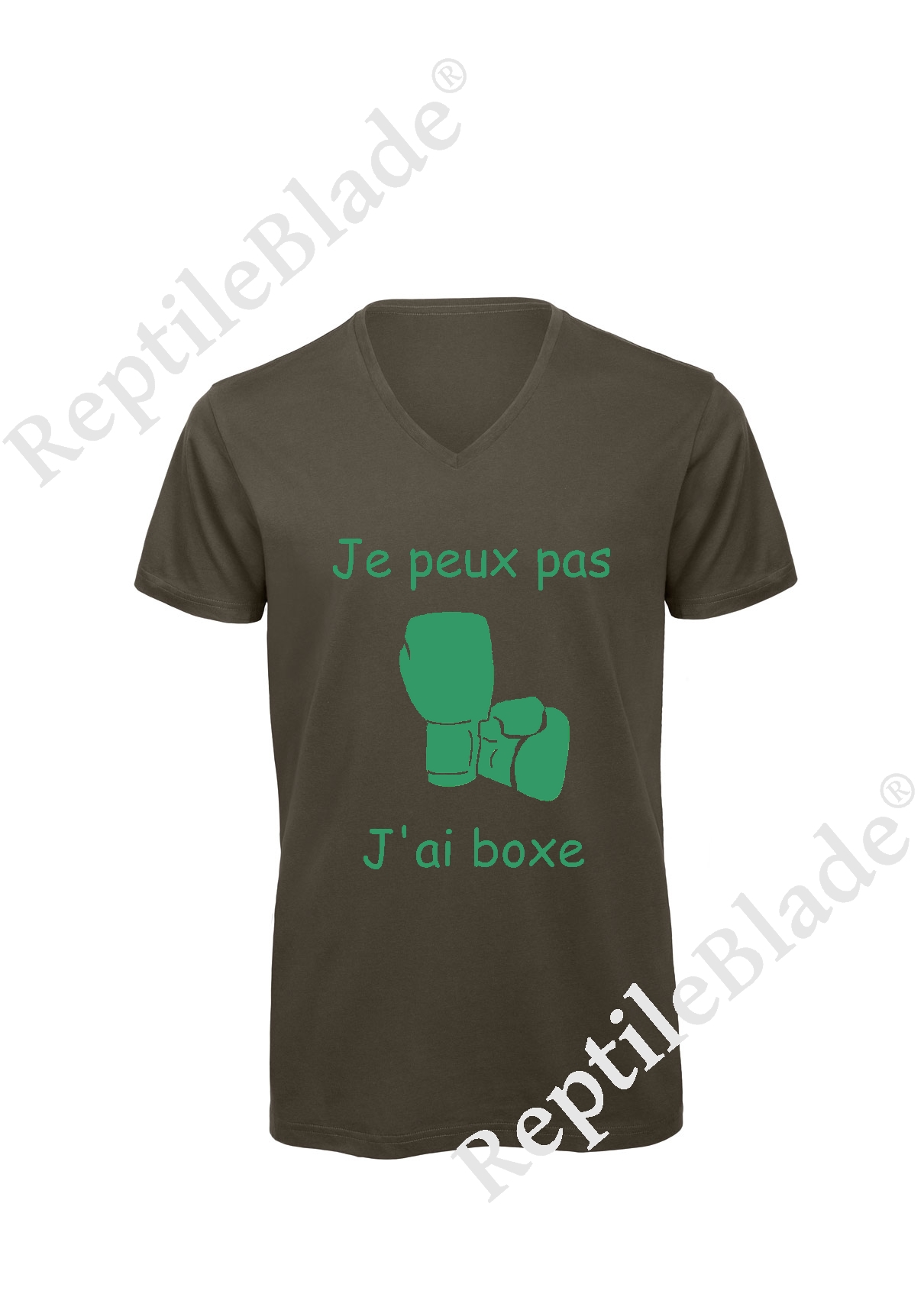 Miniature T-shirt homme col v "Je peux pas j'ai boxe"