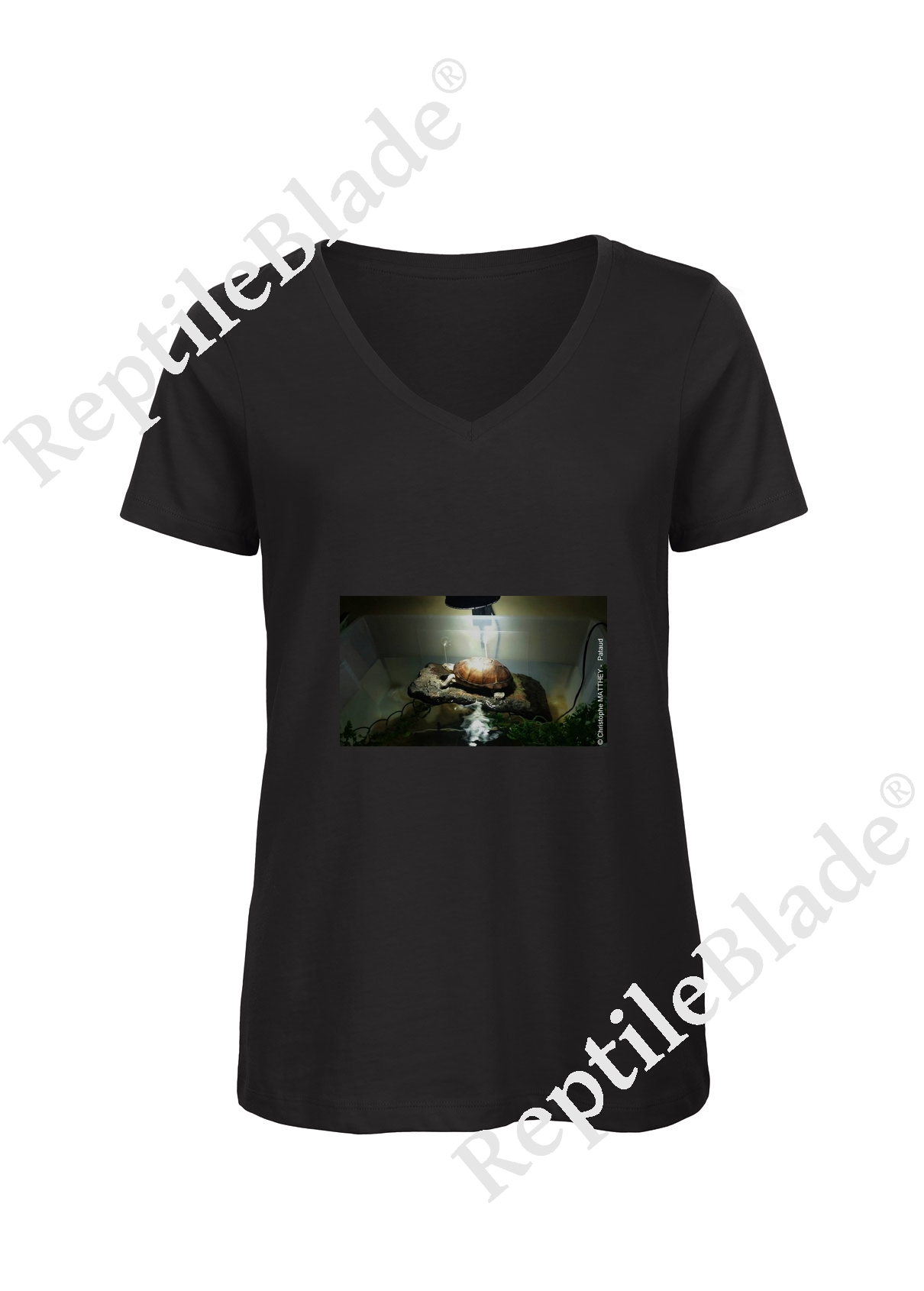 Miniature T-shirt femme col v "Lilo tortues"