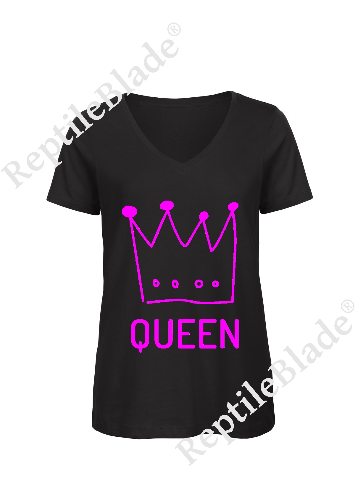 Miniature T-shirt femme col v "queen"