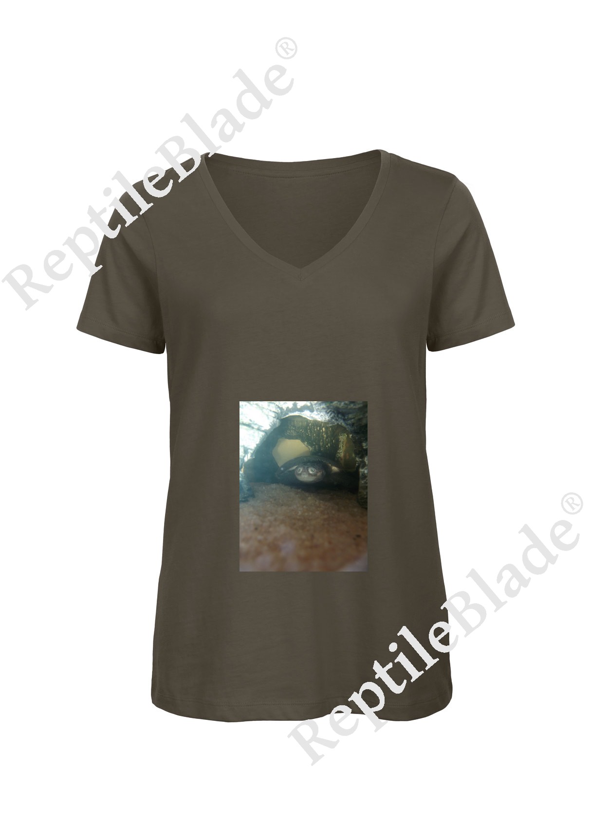 Miniature T-shirt femme col v "Lilo tortues"