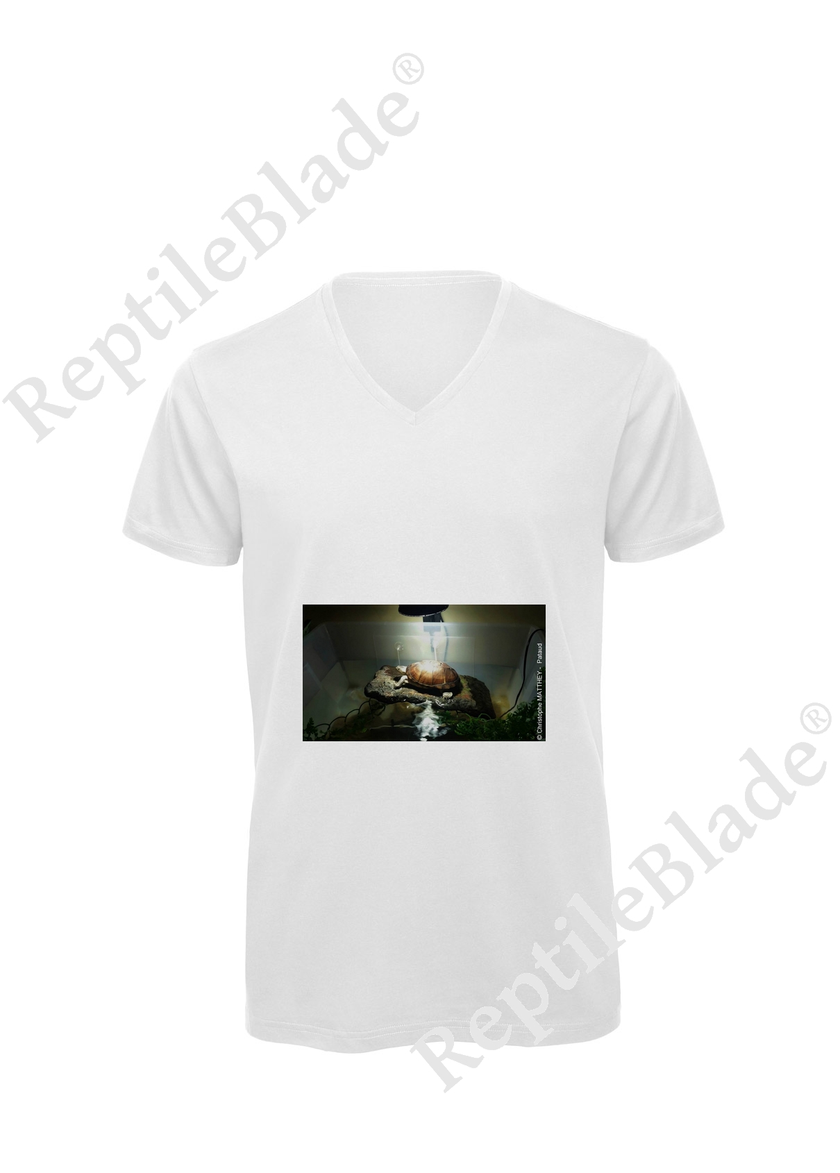Miniature T-shirt homme col v "Lilo tortues"