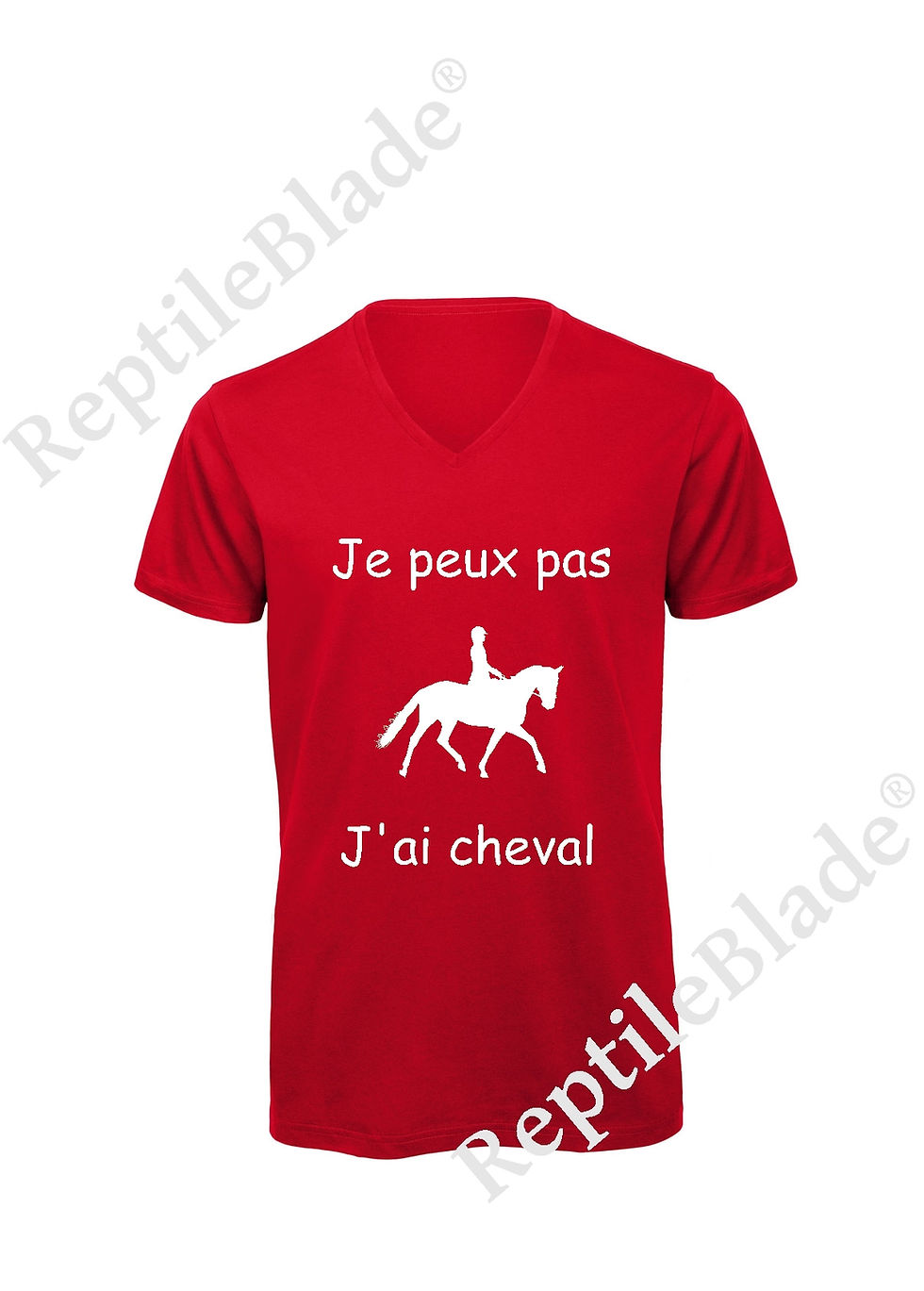 Thumbnail: T-shirt homme col v "Je peux pas j'ai cheval"