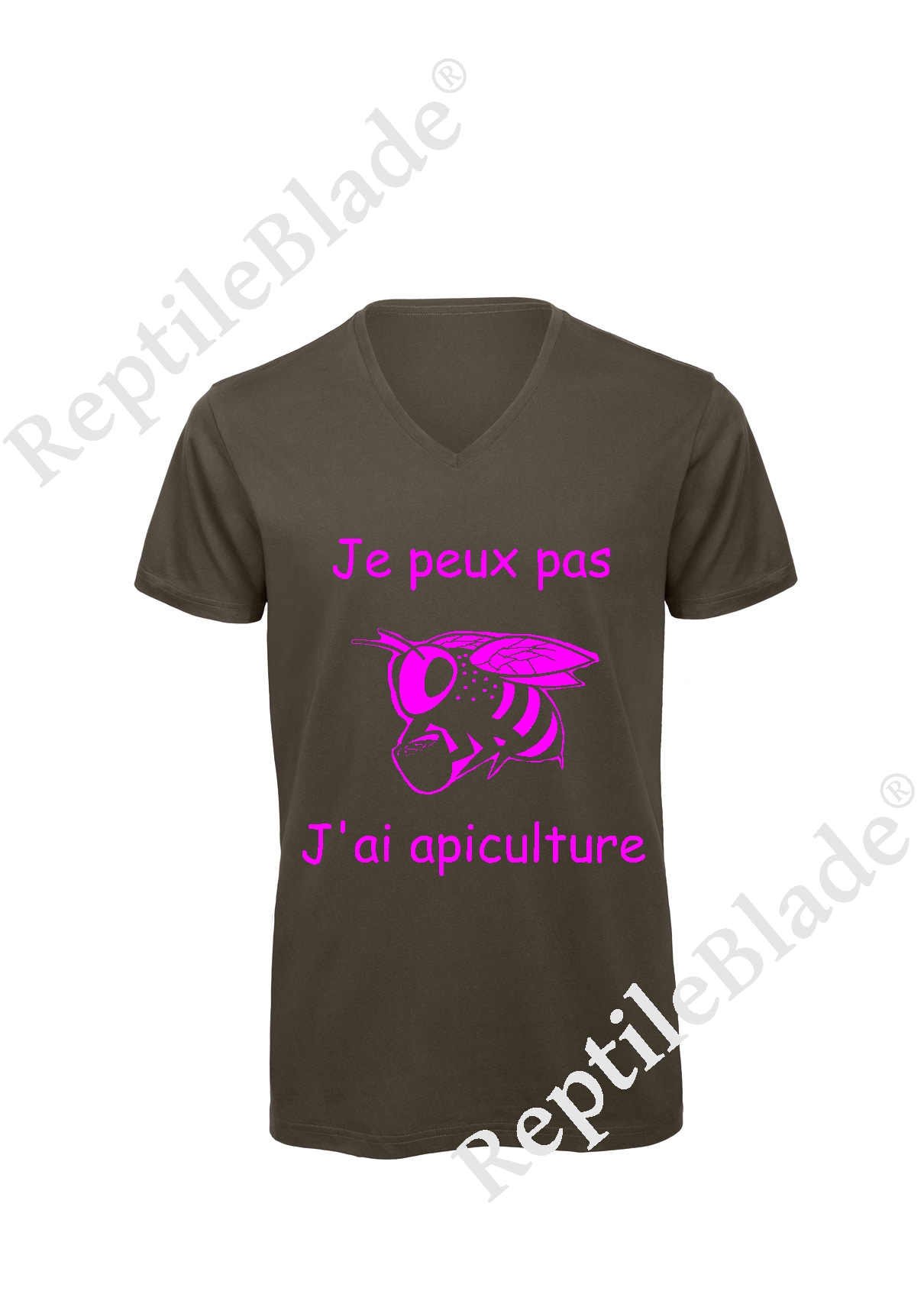 Miniature T-shirt homme col v "Je peux pas j'ai apiculture"