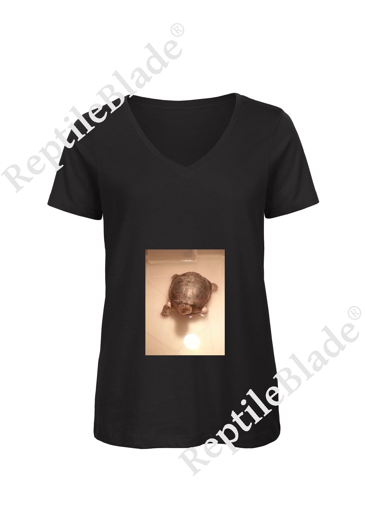 Miniature T-shirt femme col v "Lilo tortues"