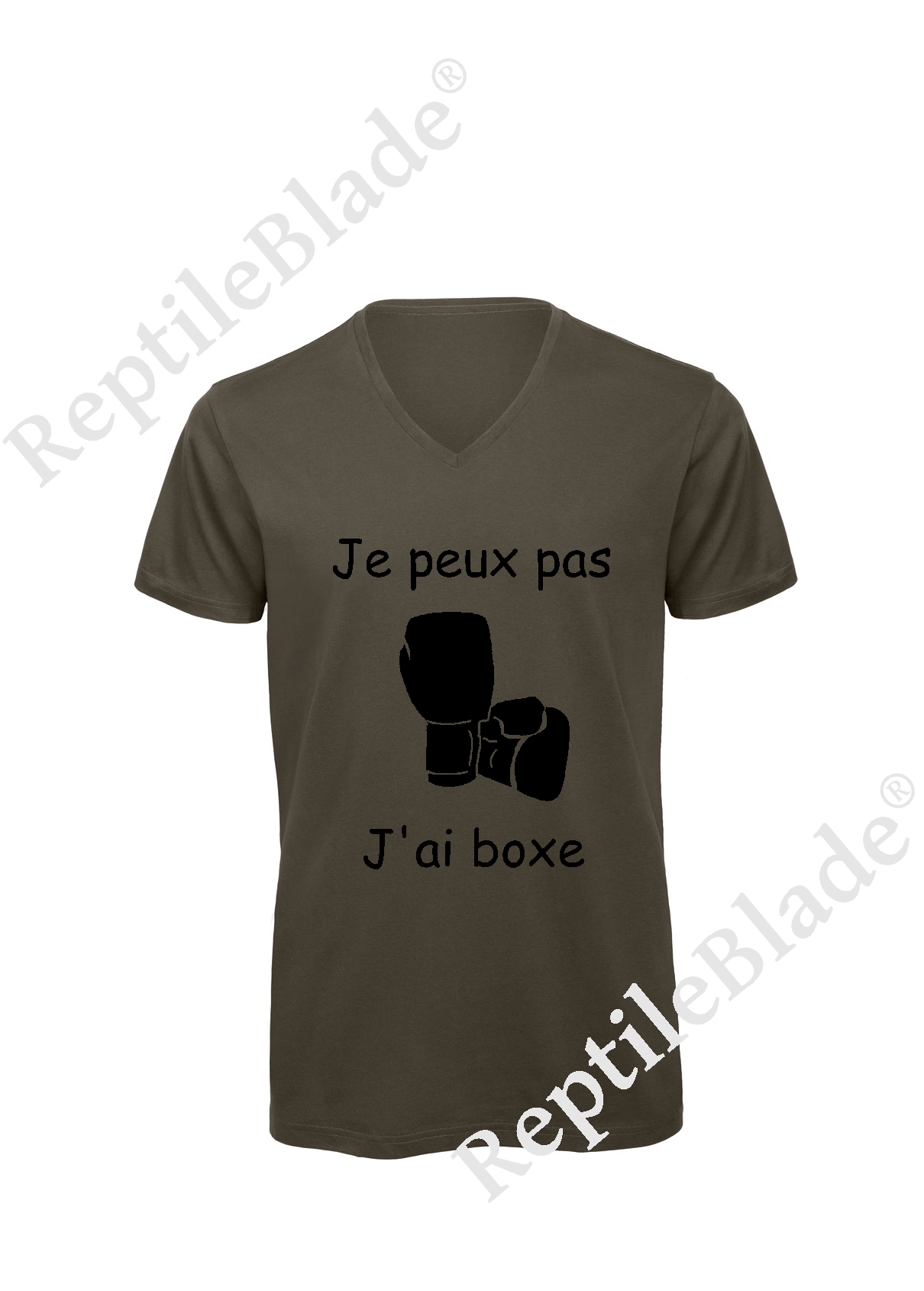 Miniature T-shirt homme col v "Je peux pas j'ai boxe"