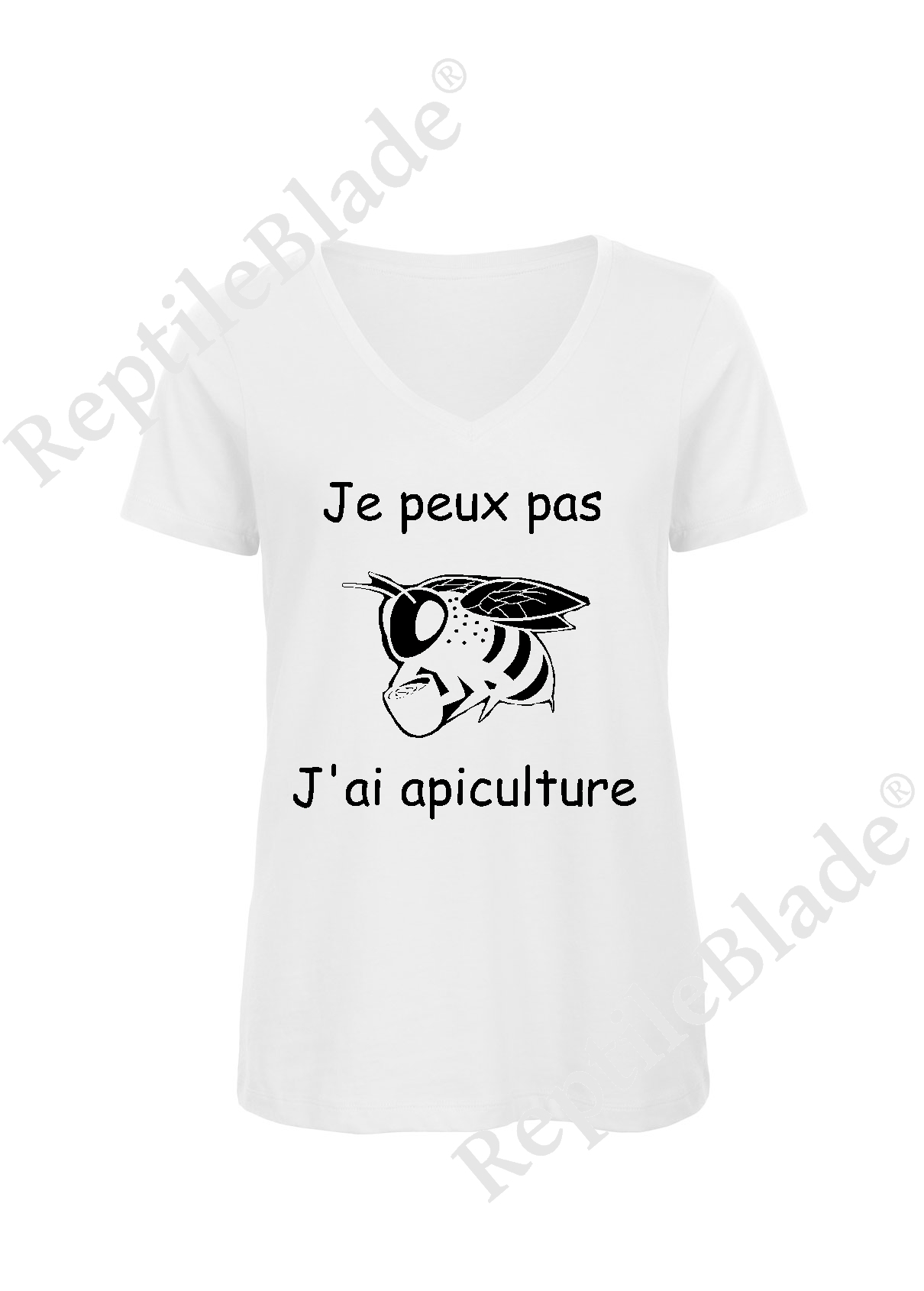 T-shirt femme col v "Je peux pas j'ai apiculture"