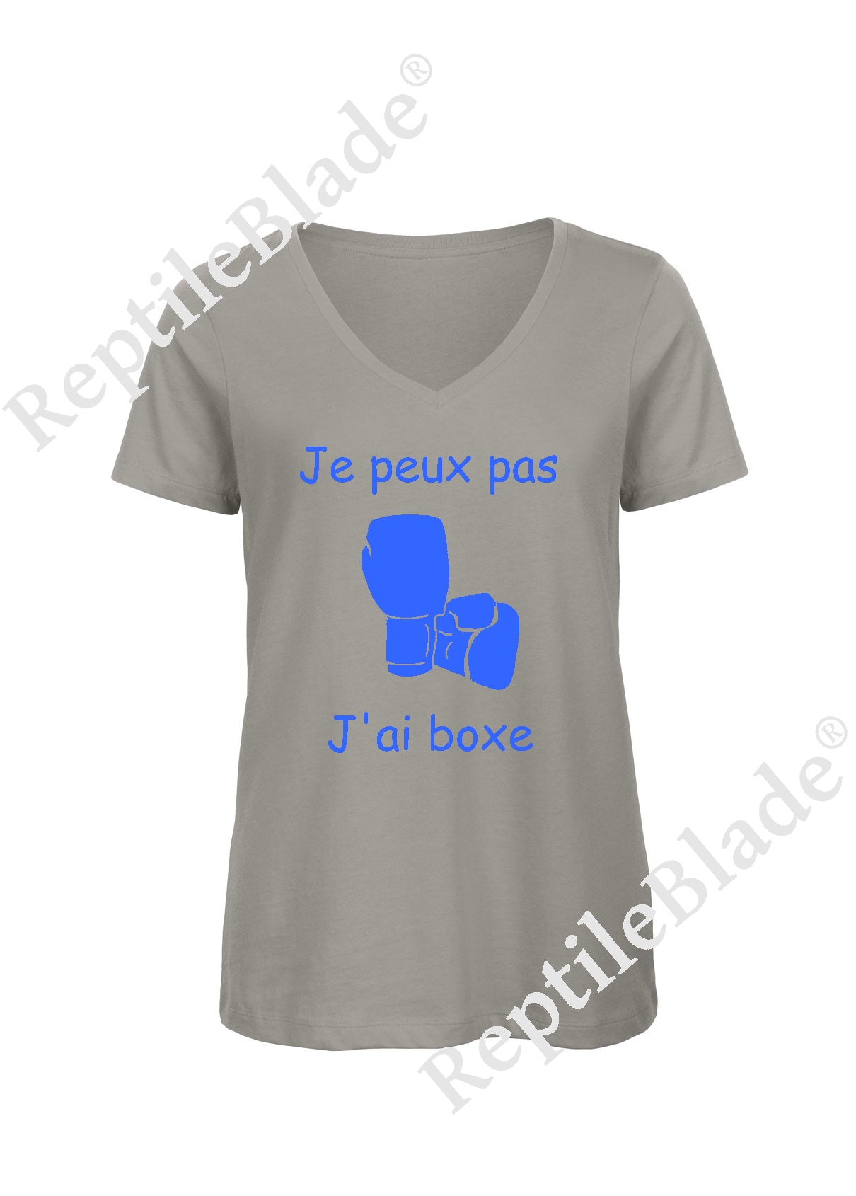 Miniature T-shirt femme col v "Je peux pas j'ai boxe"