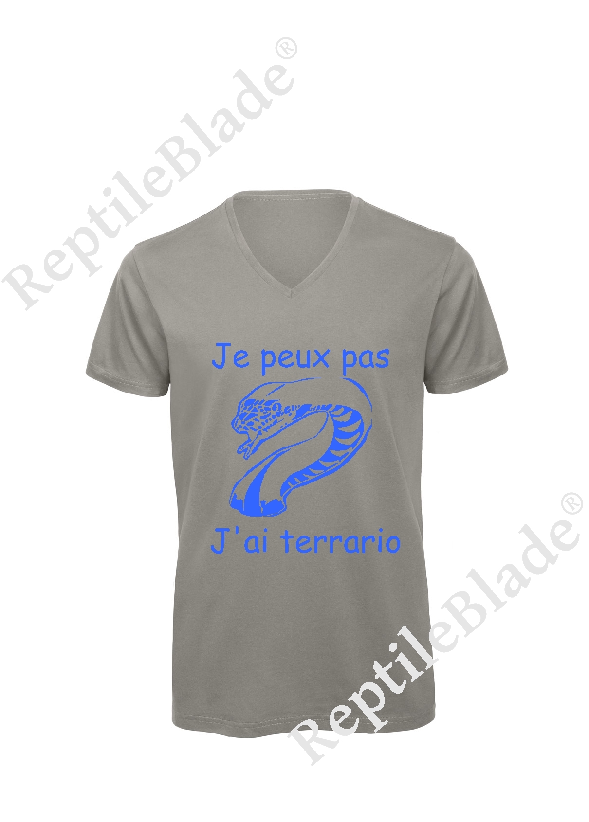 Miniature T-shirt homme col v "Je peux pas j'ai terrario"