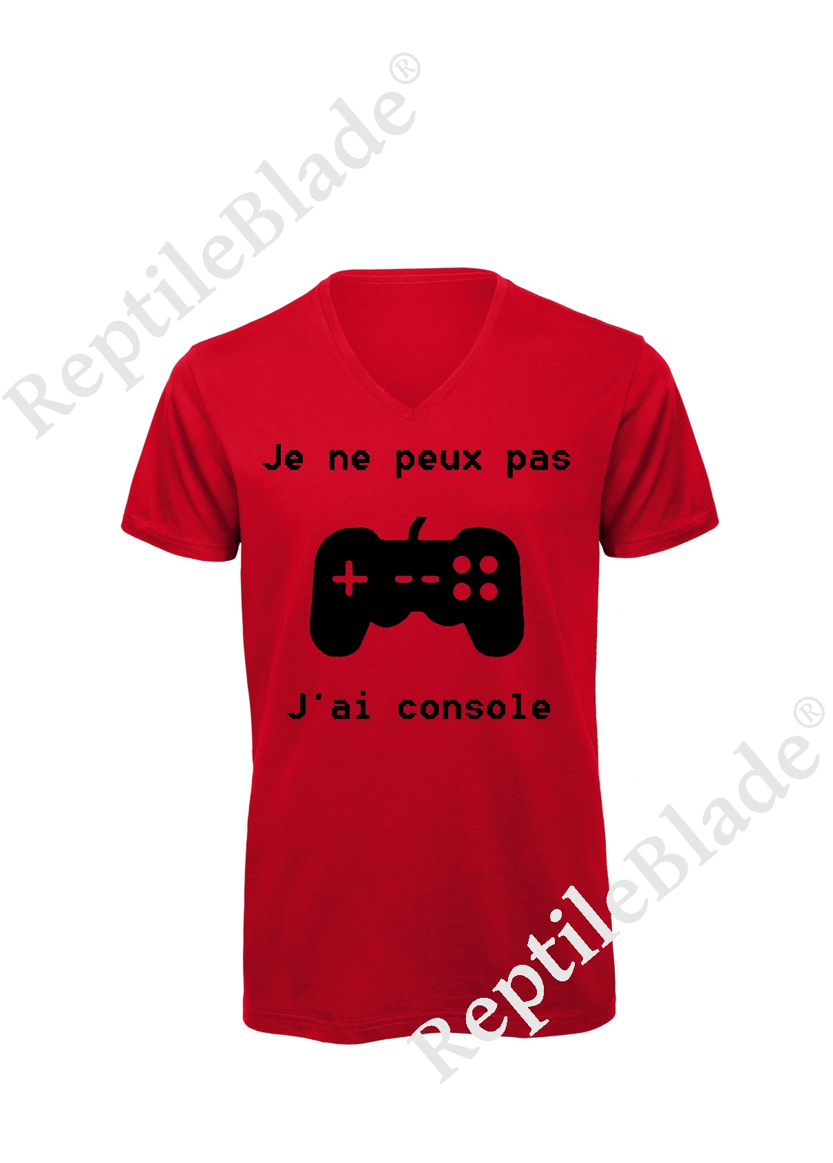 Miniature T-shirt homme col v "Je peux pas j'ai console"