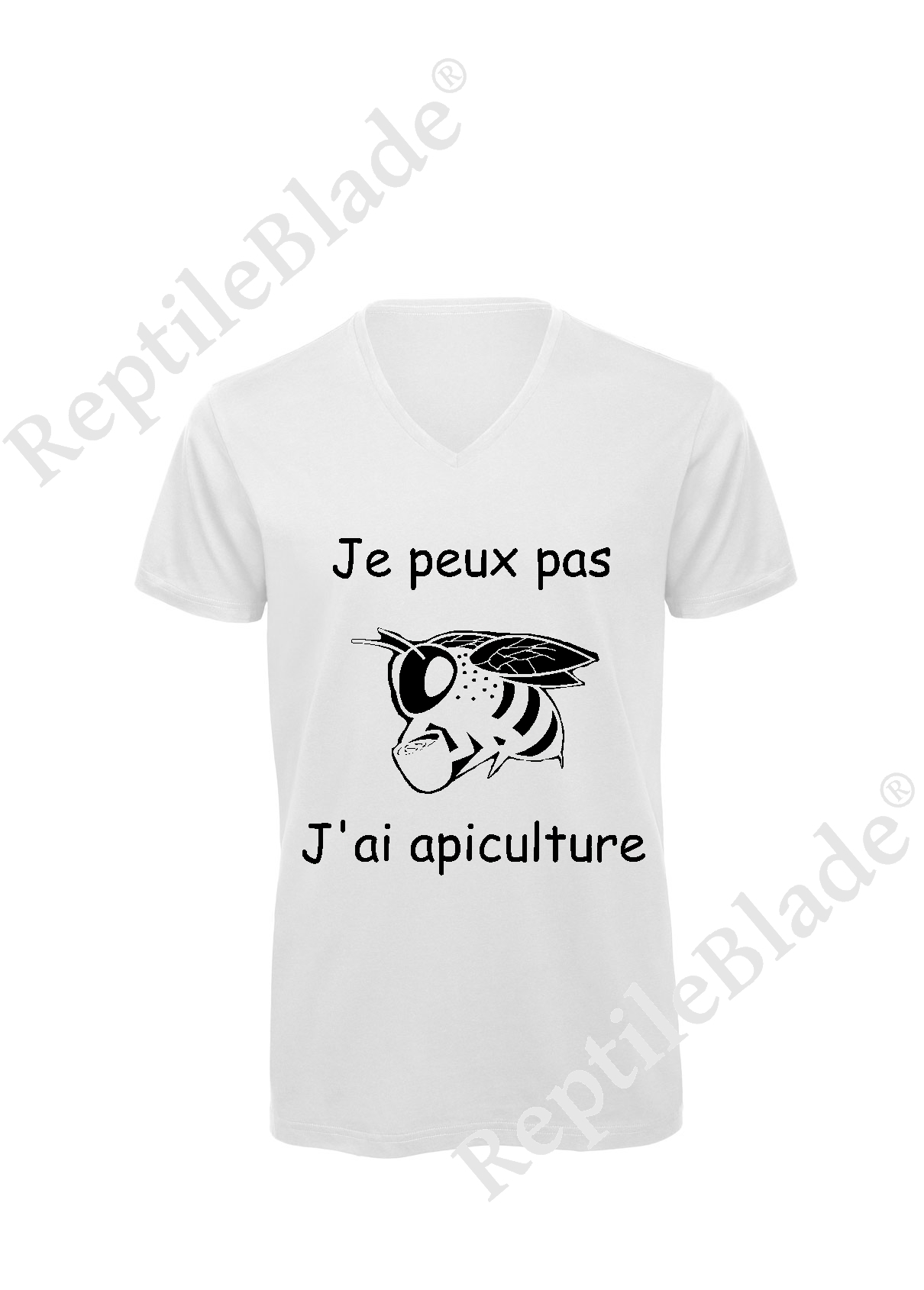 Miniature T-shirt homme col v "Je peux pas j'ai apiculture"
