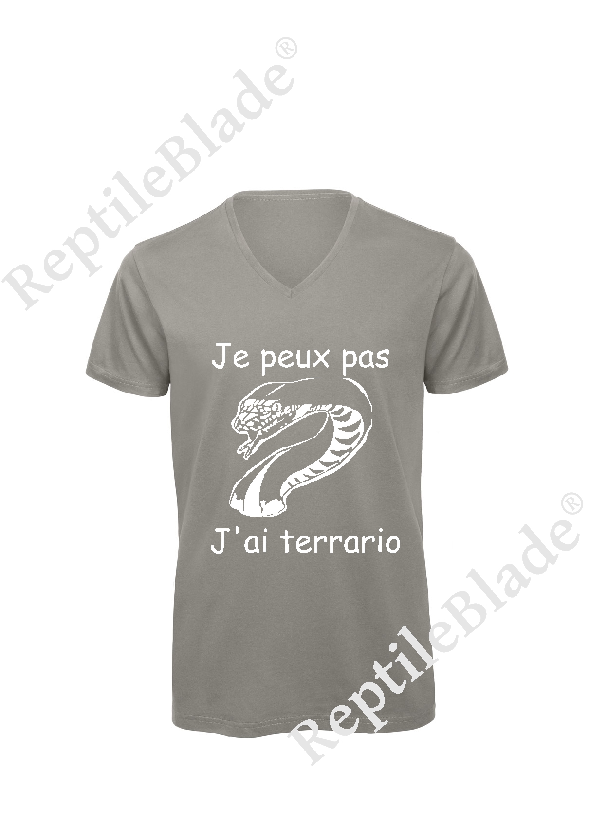 Miniature T-shirt homme col v "Je peux pas j'ai terrario"