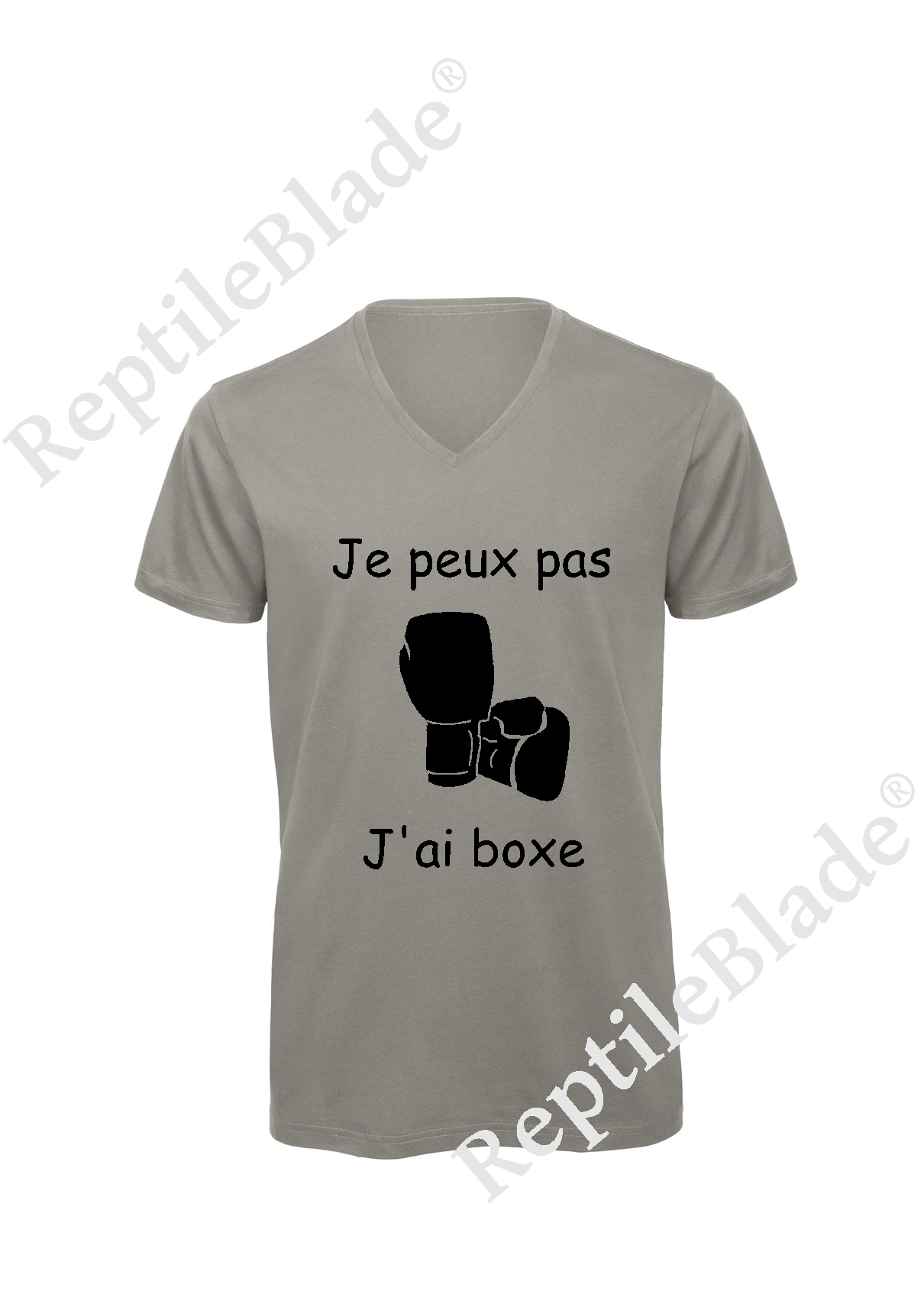 Miniature T-shirt homme col v "Je peux pas j'ai boxe"