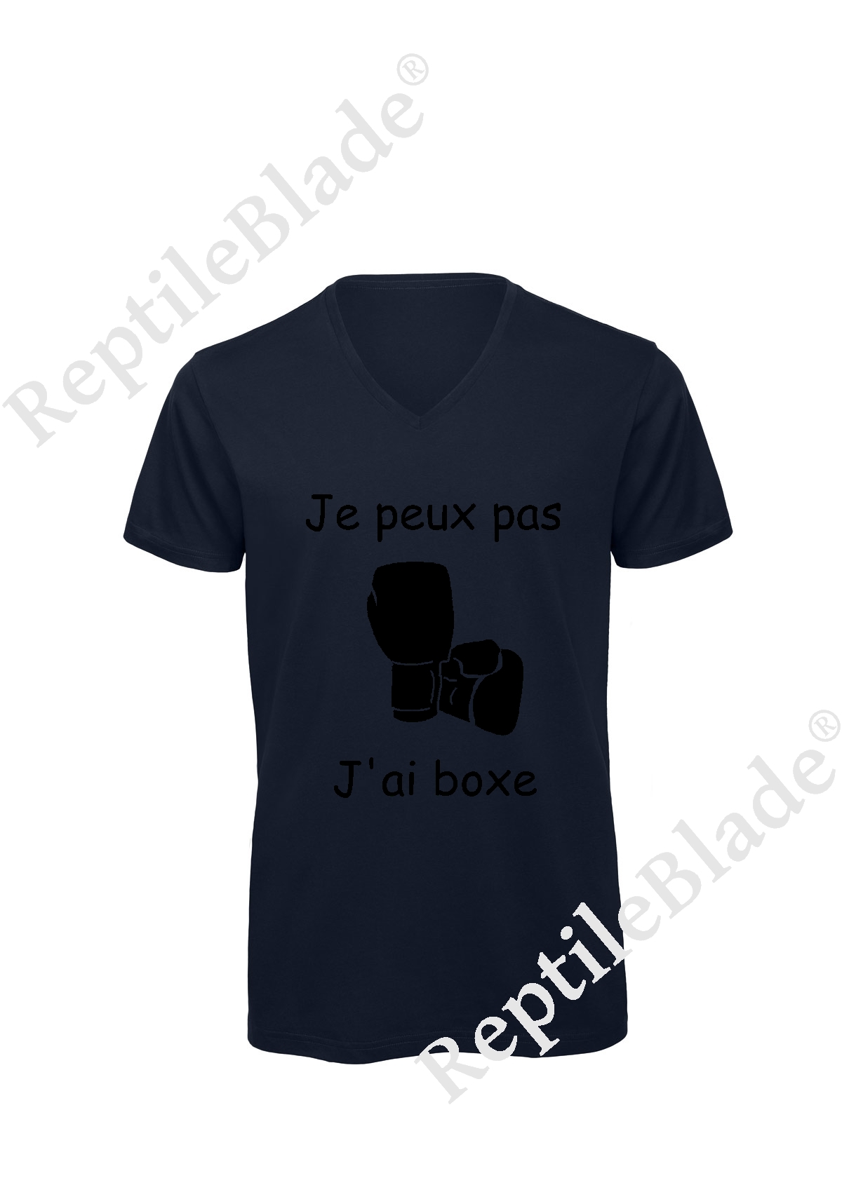 Miniature T-shirt homme col v "Je peux pas j'ai boxe"