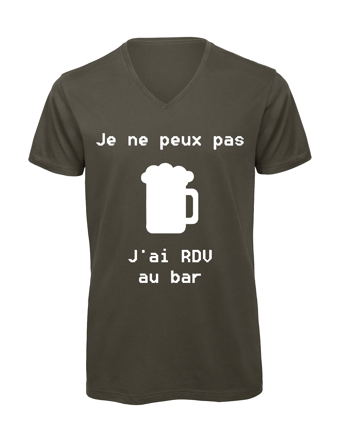 Miniature T-shirt homme col v "Je peux pas j'ai encore rdv au bar"