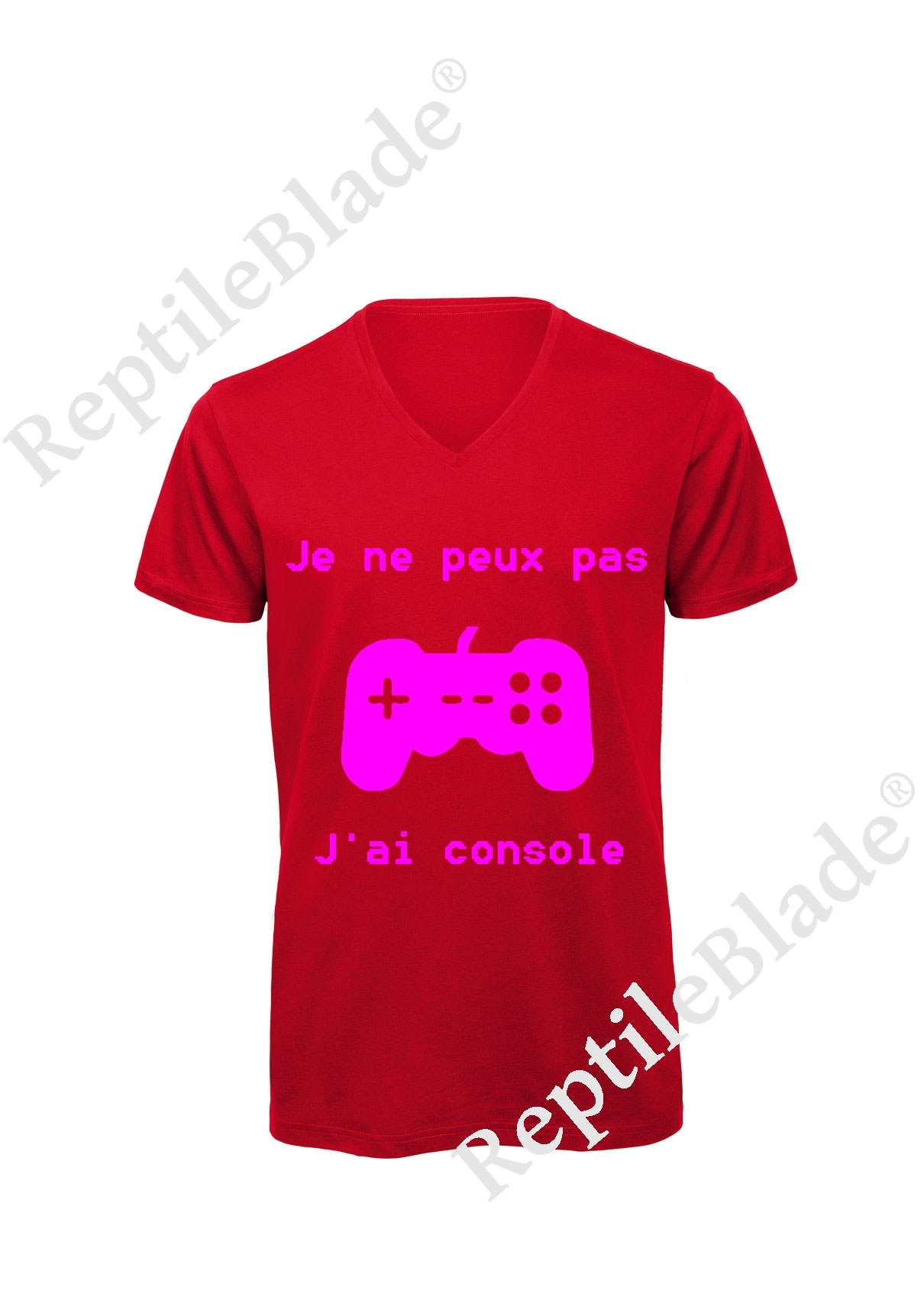Miniature T-shirt homme col v "Je peux pas j'ai console"