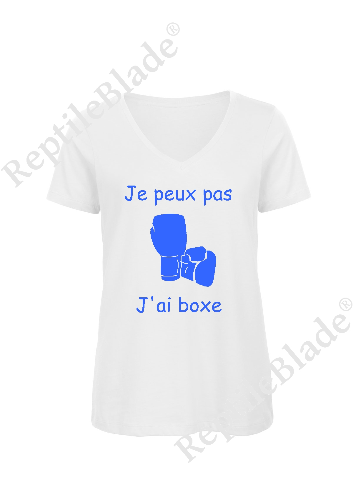 Miniature T-shirt femme col v "Je peux pas j'ai boxe"