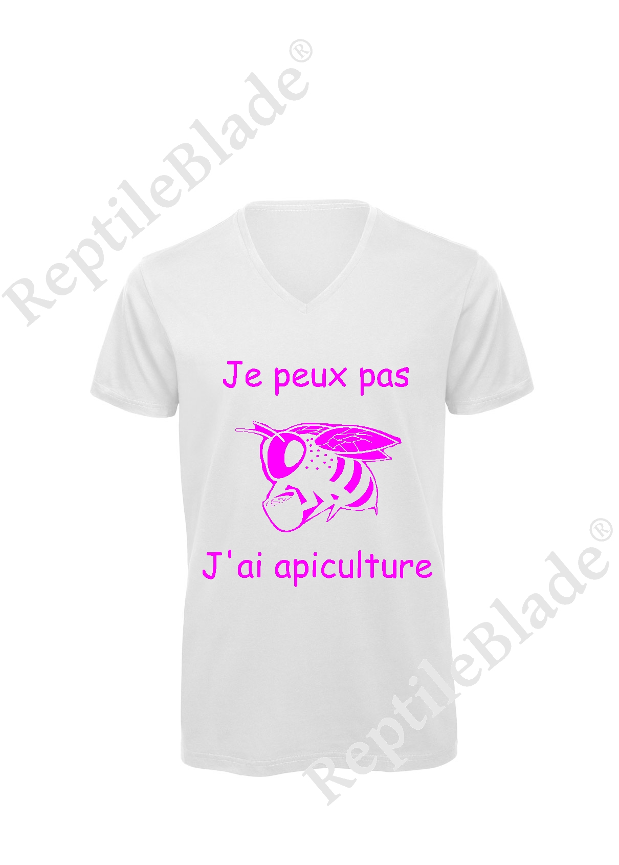 Miniature T-shirt homme col v "Je peux pas j'ai apiculture"