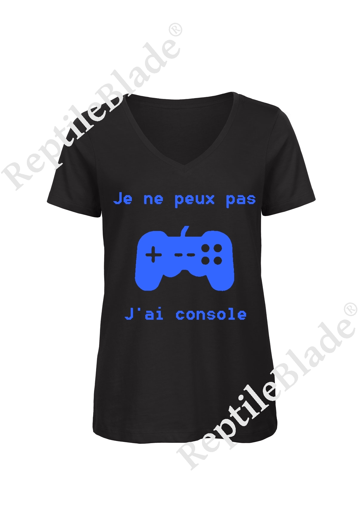 Miniature T-shirt femme col v "Je peux pas j'ai console"