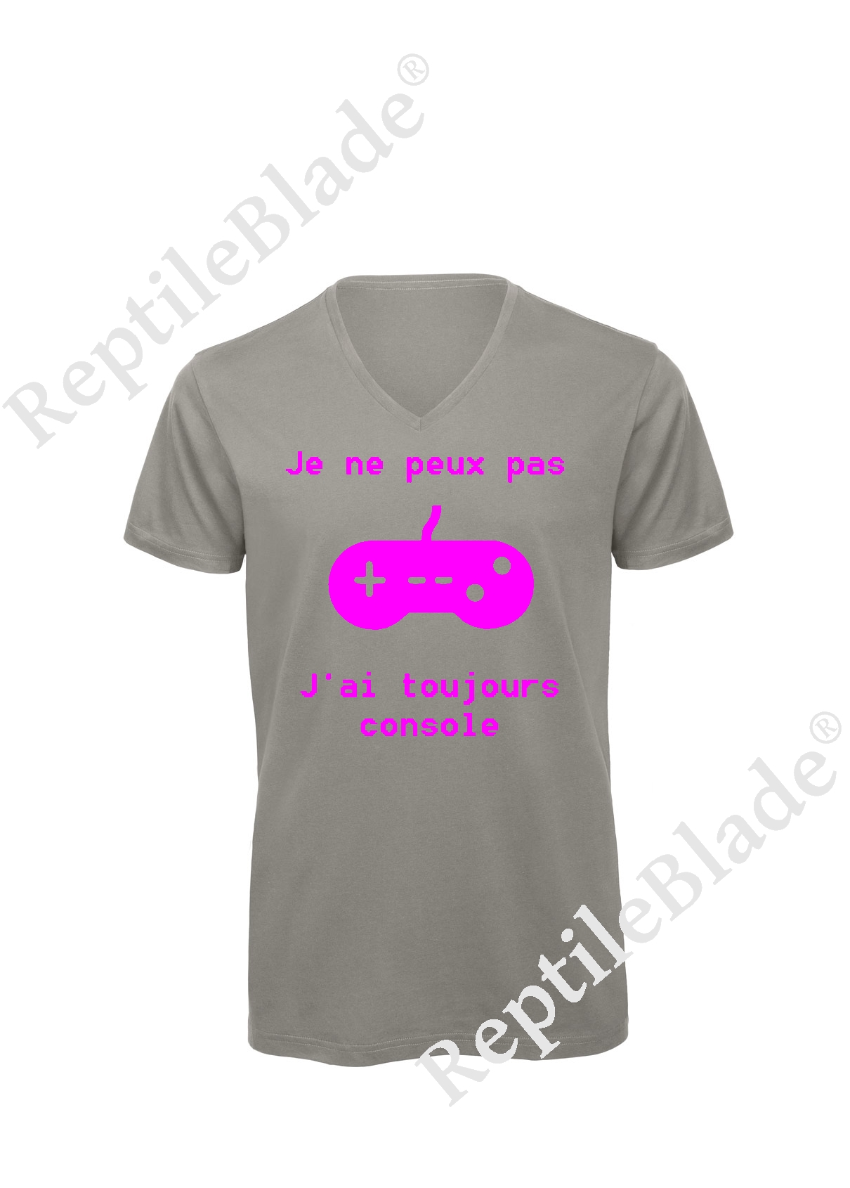 Miniature T-shirt homme col v "Je peux pas j'ai toujours console"